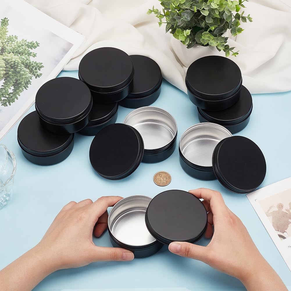 Benecreat 10Pcs 5Oz Round Tin Cans Screw Top Aluminum Tins For Lip Balm, Scrubs, Spices, Candies, Tea, Summer Travel, Cosmetic B