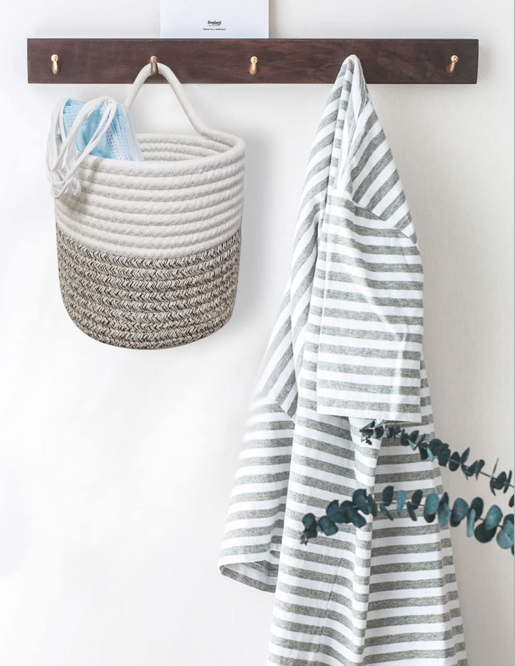 Luse Live 2 Pack Small Hanging Basket,Wall Hanging Baskets With Hooks,Small Hanging Storage Basket With Handle For Porch Living