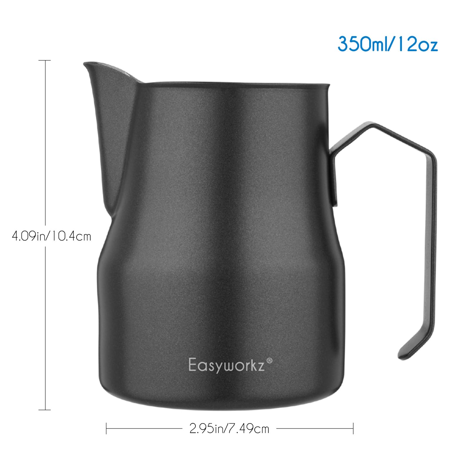 Easyworkz Espresso Steaming Pitcher Stainless Steel 12 Oz Coffee Frothing Picther Milk Jug Cappuccino Latte Art Cup