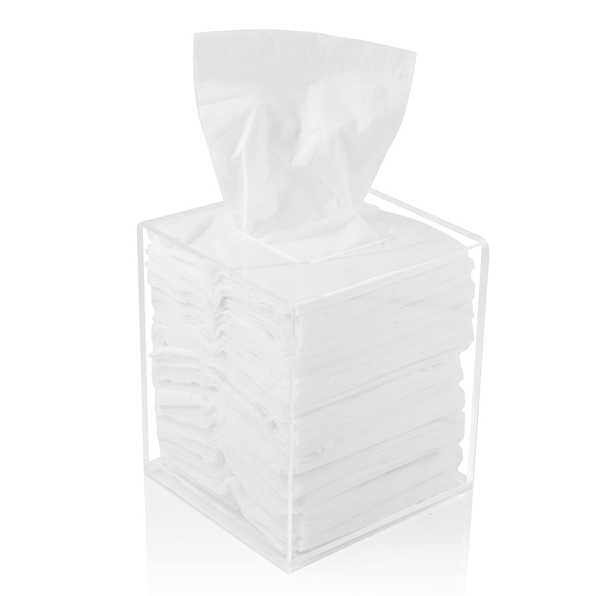 Acrylic Tissue Box Holder, Square Clear Tissue Box Dispenser For Facial Tissue, Napkins, Dryer Sheets. Perfect For Bathroom, Des