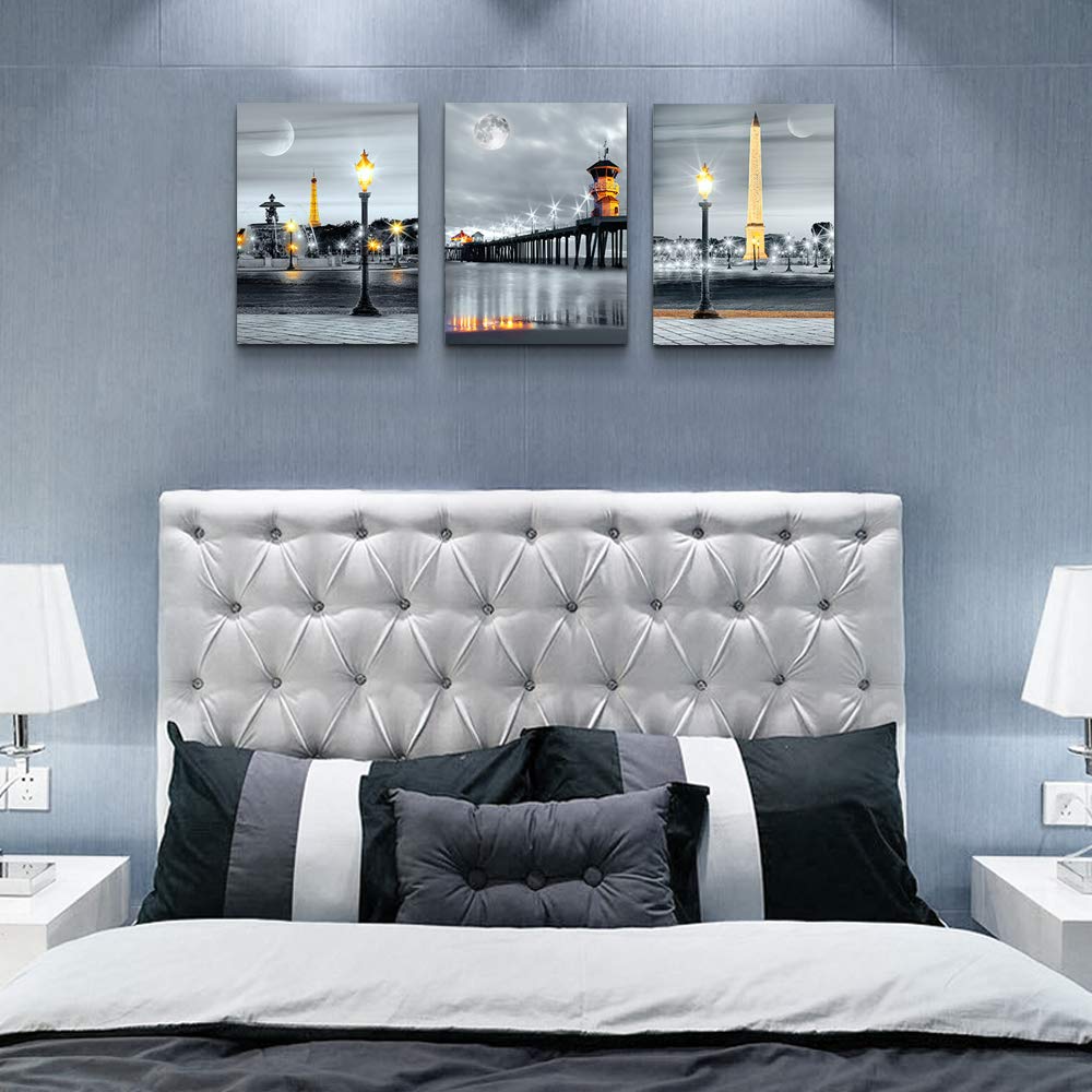 Mhartk66 Family Bedroom Wall Decor Canvas Wall Art For Living Room Modern Wall Decorations For Bathroom Night View Paintings Kit