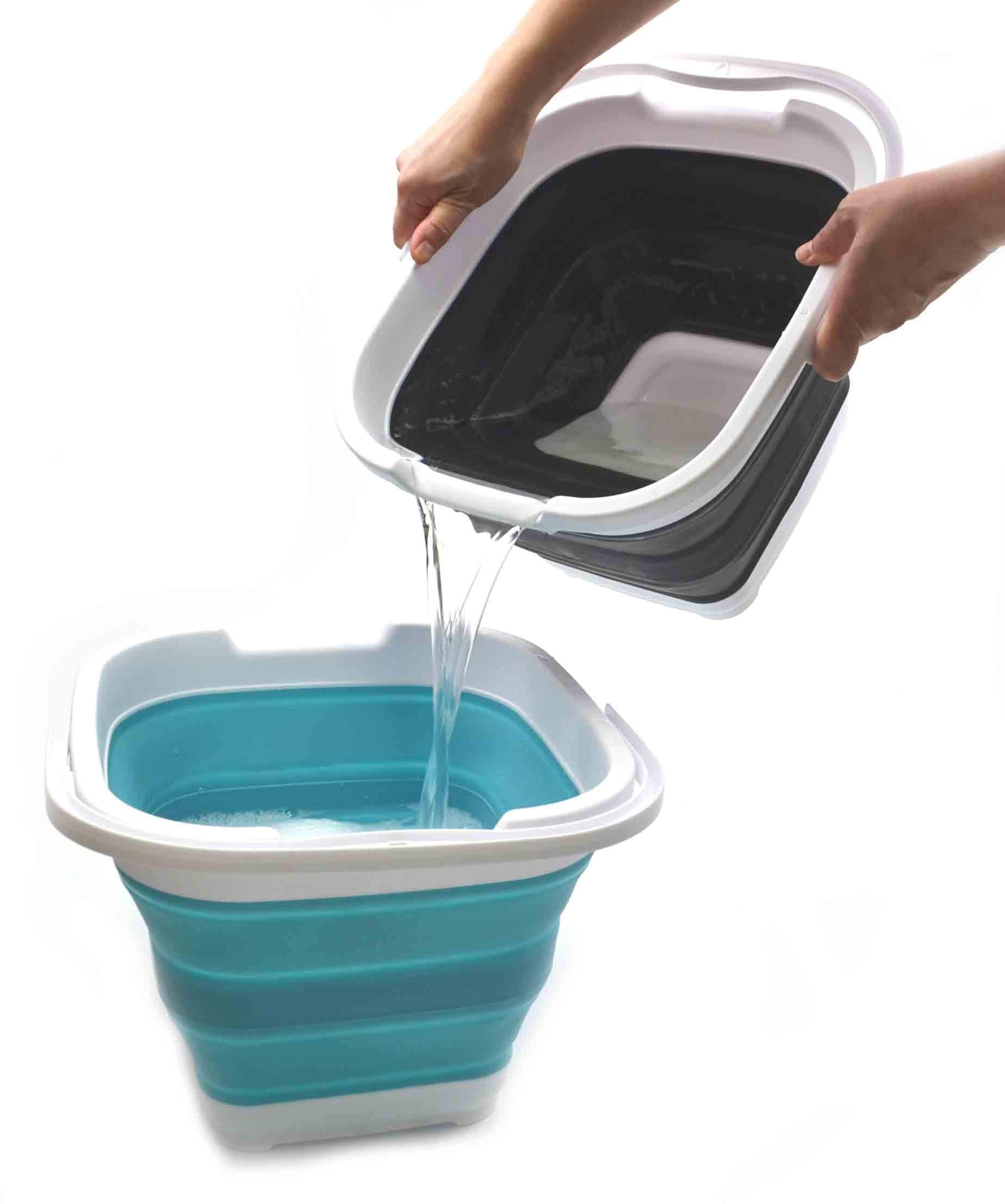 Sammart 10L (2.64 Gallon) Collapsible Rectangular Handy Basket/Bucket (Black, 1)