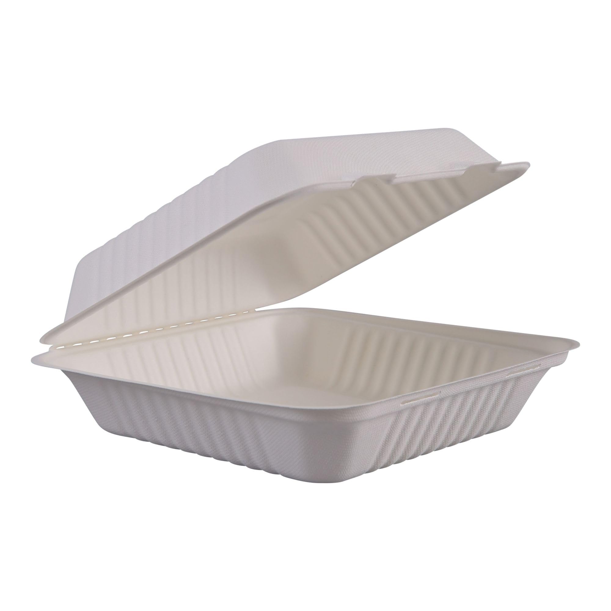 Boardwalk Hingewf1Cm9 Bagasse Molded Fiber Food Containers 9 X 9 White 1-Section 100/Sleeve 2 Slv/Ct