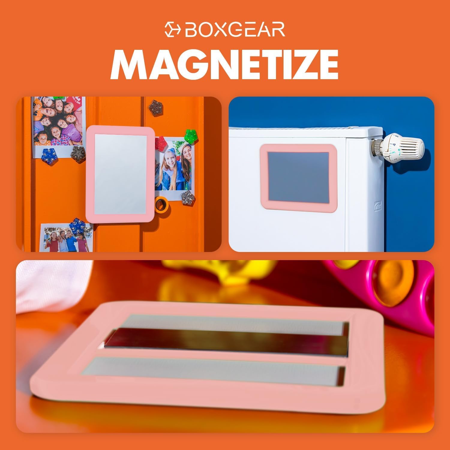 Boxgear Magnetic Locker Mirror, Makeup Mirrors - 5'' X 7''- For School Locker, Bathroom, Household Refrigerator, Locker Accessor