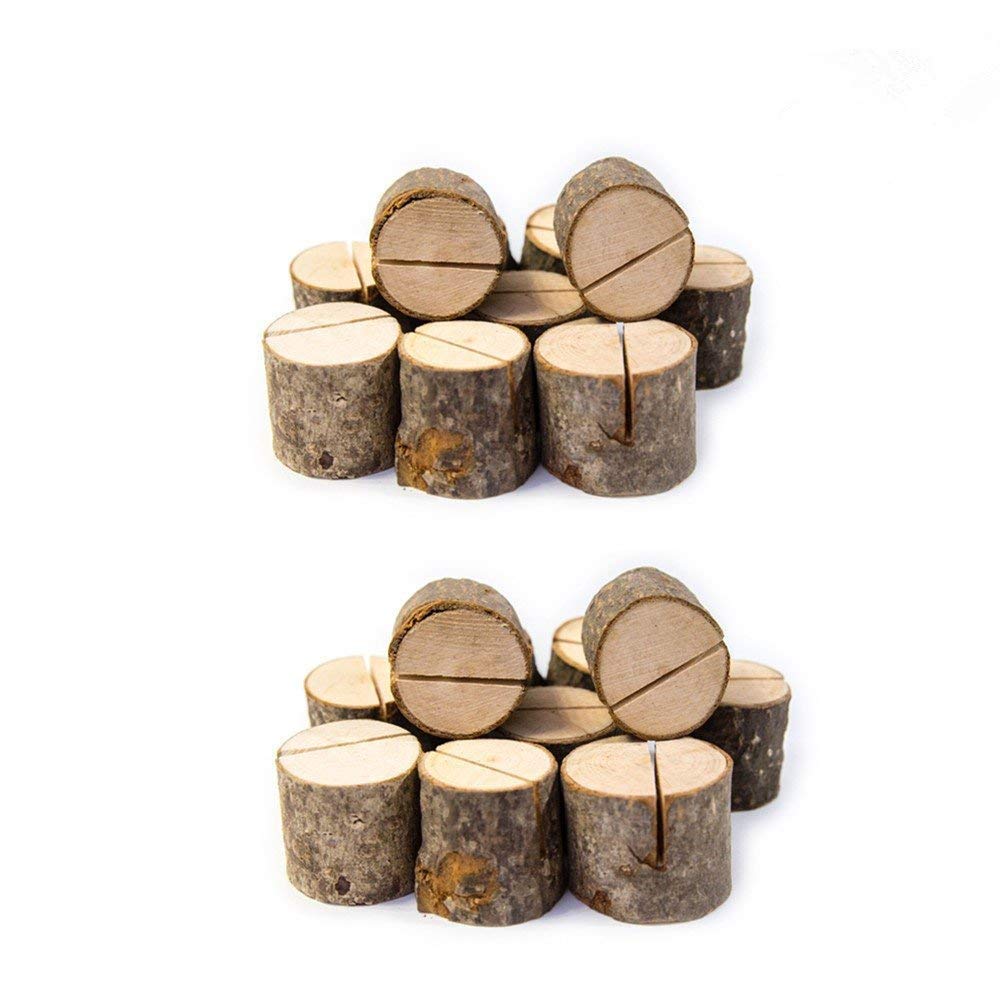 Rustic Wood Table Numbers Holder Wood Place Card Holder Party Wedding Table Name Card Holder Memo Note Card (20Pcs)