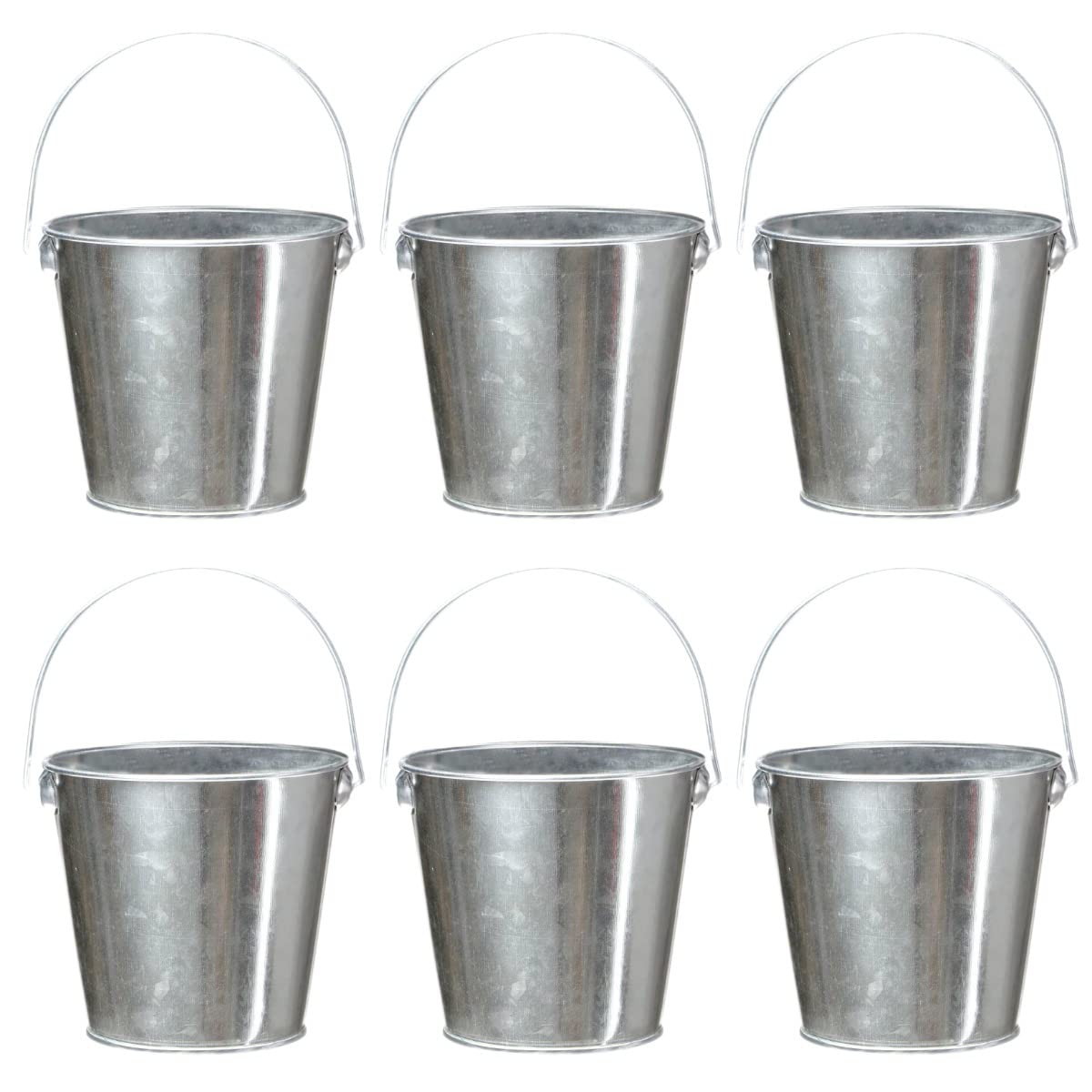 Takma Galvanized Tin Metal Buckets With Handle - 6 Pack 6 Inch Iron Pail, Easter Bucket,Pencil Holder And Flower Pots,Craft Supp