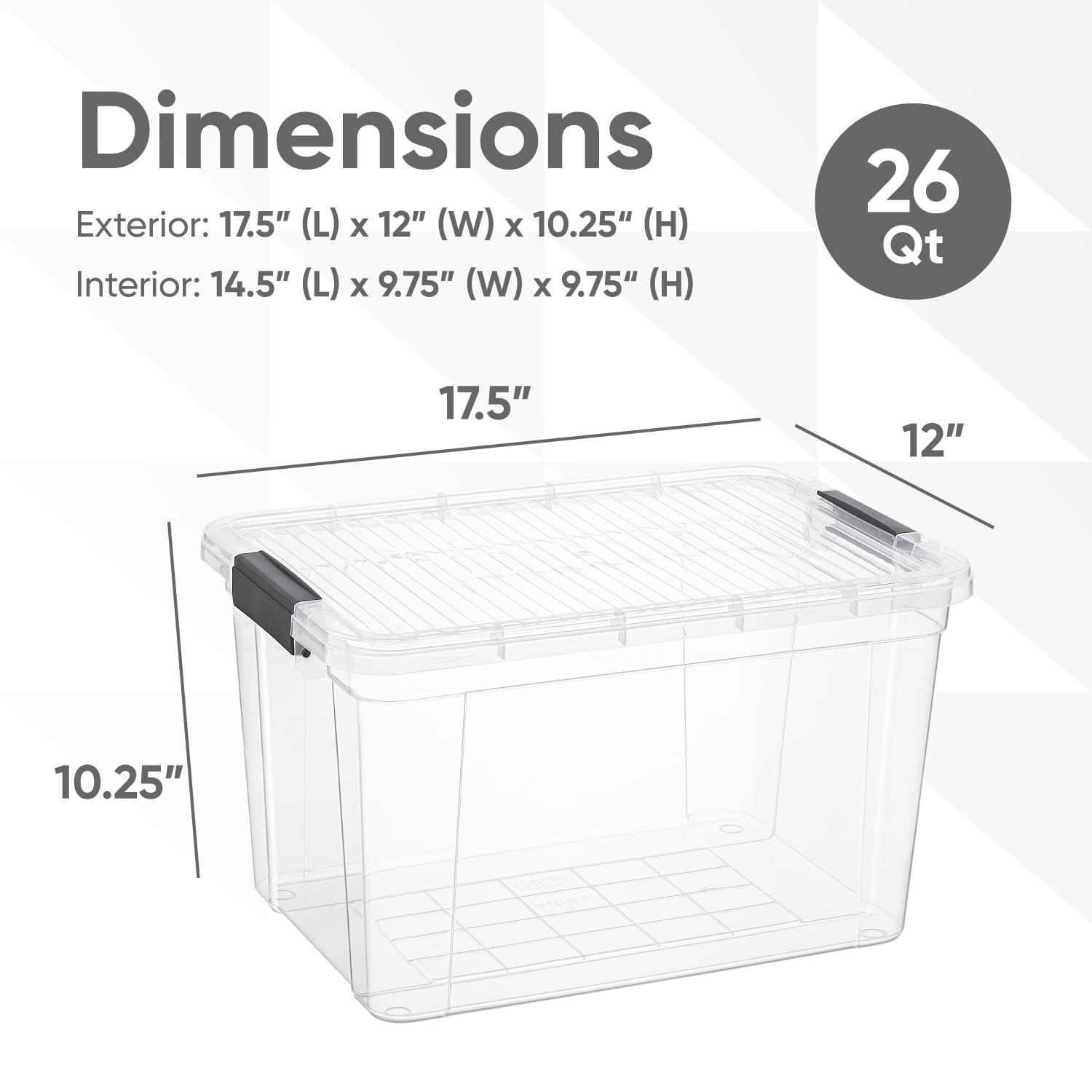 Superio Clear Storage Box With Lid, 26.5 Quart Plastic Container Bins For Organizing, Stackable Crates, Bpa Free, Non Toxic, Odo