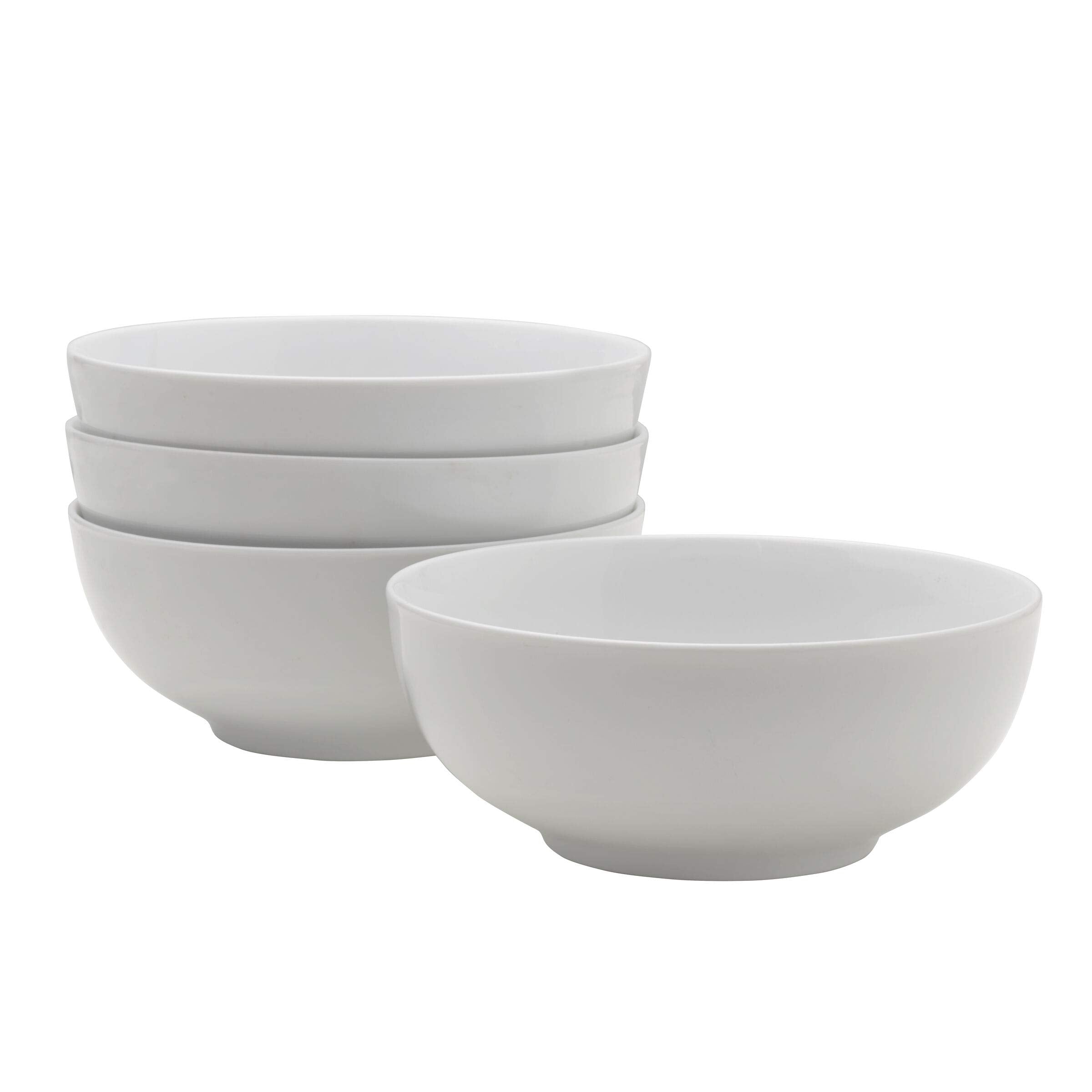 Everyday White Soup And Cereal Porcelain Bowls, Set Of 4