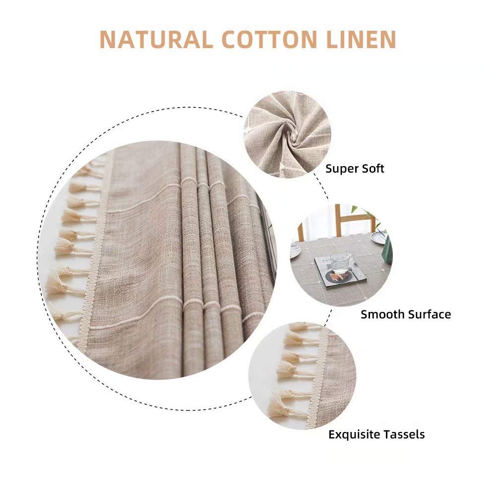 Deep Dream Tablecloths, Embroidered Waterproof Checkered Table Cloth Cotton Linen Wrinkle Free Anti-Fading Table Cover Decoratio