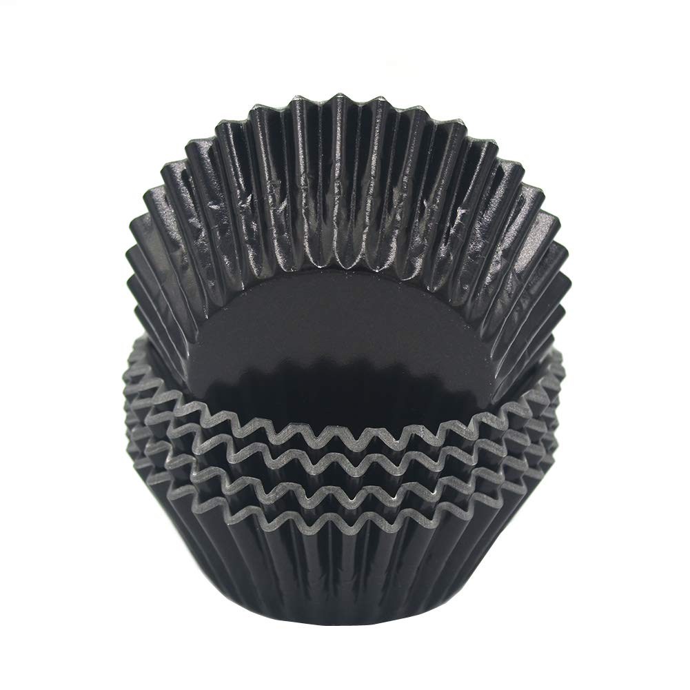 Mombake Standard Black Foil Cupcake Liners Muffin Baking Cups For Party And More, 100-Count