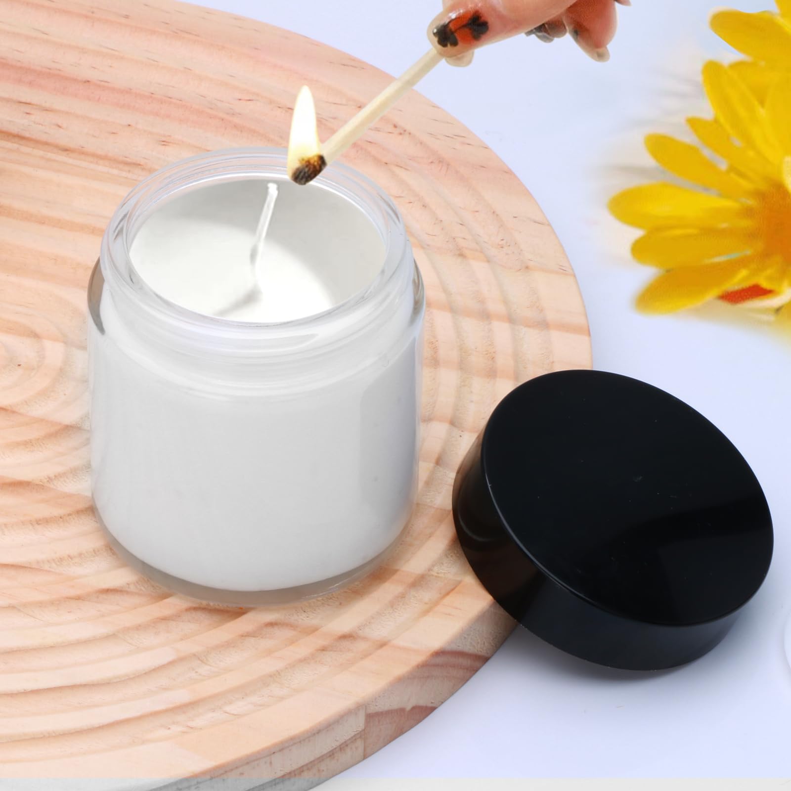 4Oz Glass Clear Cosmetic Jars With Black Lids,Empty Small Glass Jars With Inner Liners,Round Travel Sample Container For Cream,L