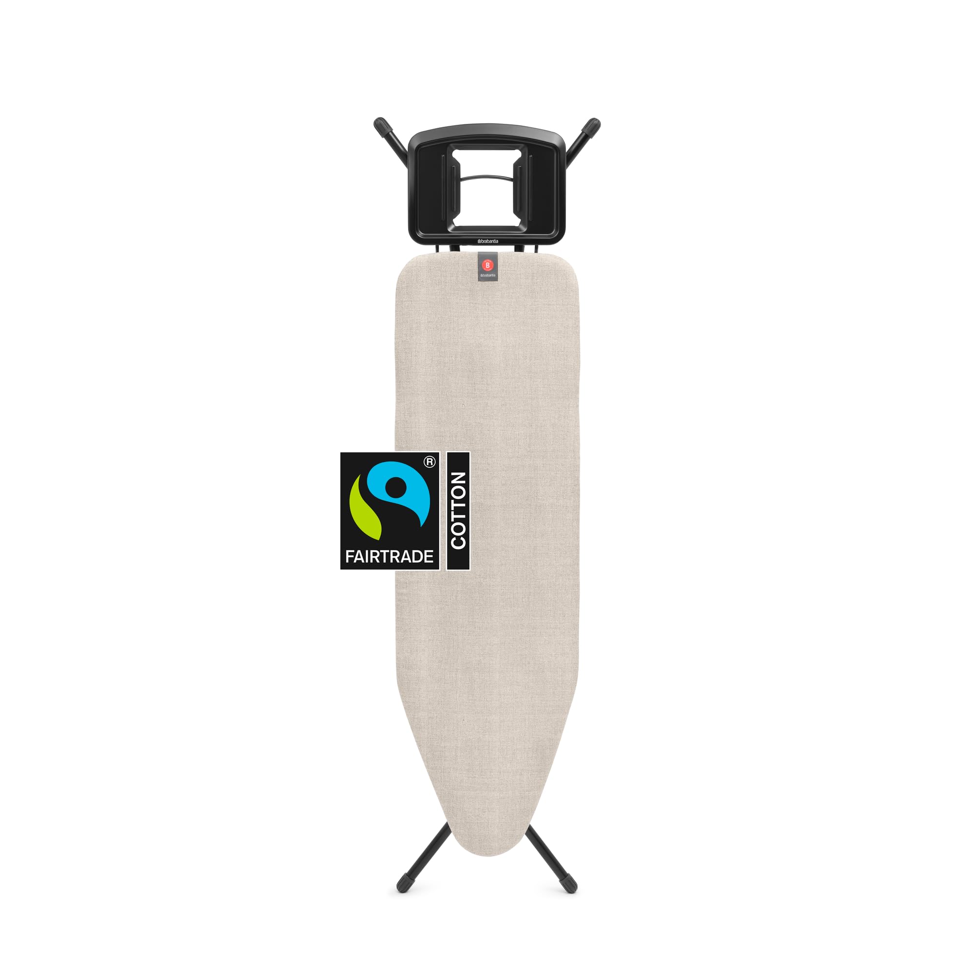 Brabantia Comfort Ironing Board with Solid Steam Iron Rest | Medium (Size B) | Fairtrade Denim Gray Cover | Adjustable Height (2