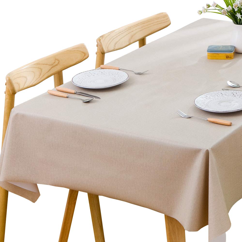 Trudelve Heavy Duty Vinyl Table Cloth Plastic Tablecloths For Kitchen Dining Table Wipeable Pvc Tablecloth For Rectangle Table (