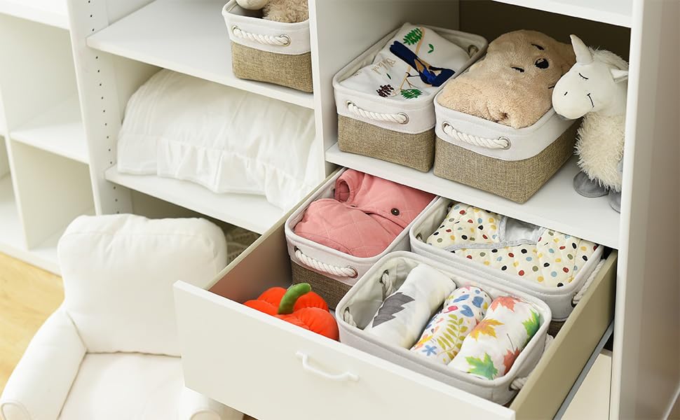 Thewarmhome Storage Basket For Organizing - 1 Pack 12X8X5.2 Inch Baskets For Gifts Empty With Handles, Fabric Storage Cubes For