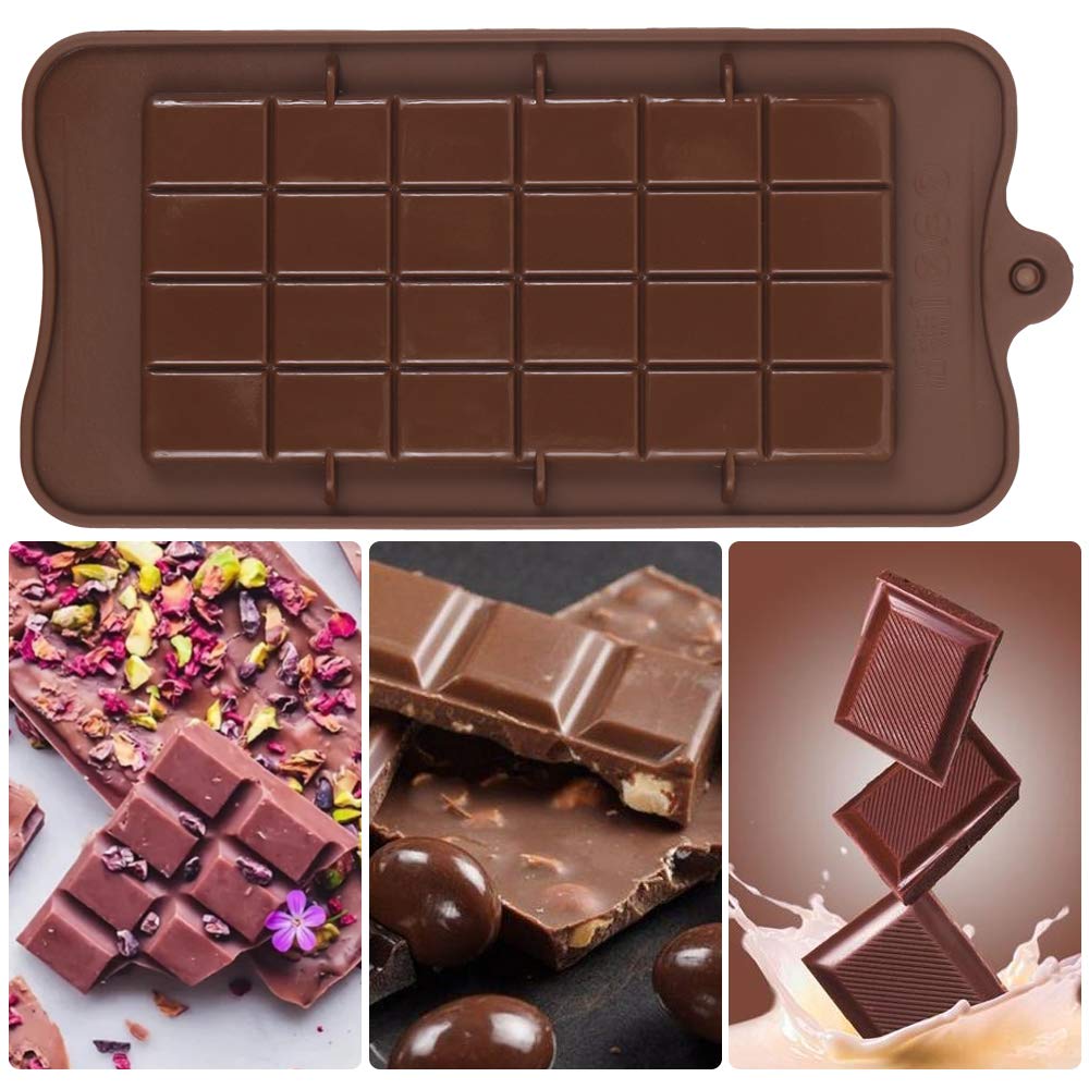 Newk Chocolate Silicone Molds, Break-Apart Candy And Energy Bar Silicone Molds, Pack Of 6