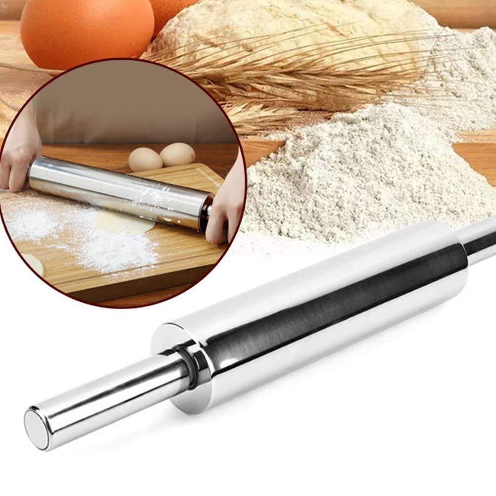 Professional Stainless Steel Rolling Pin, Stainless Steel Dough Roller, Nonstick Dough Rolling Pin For Baking Cookie Pie Pizza (