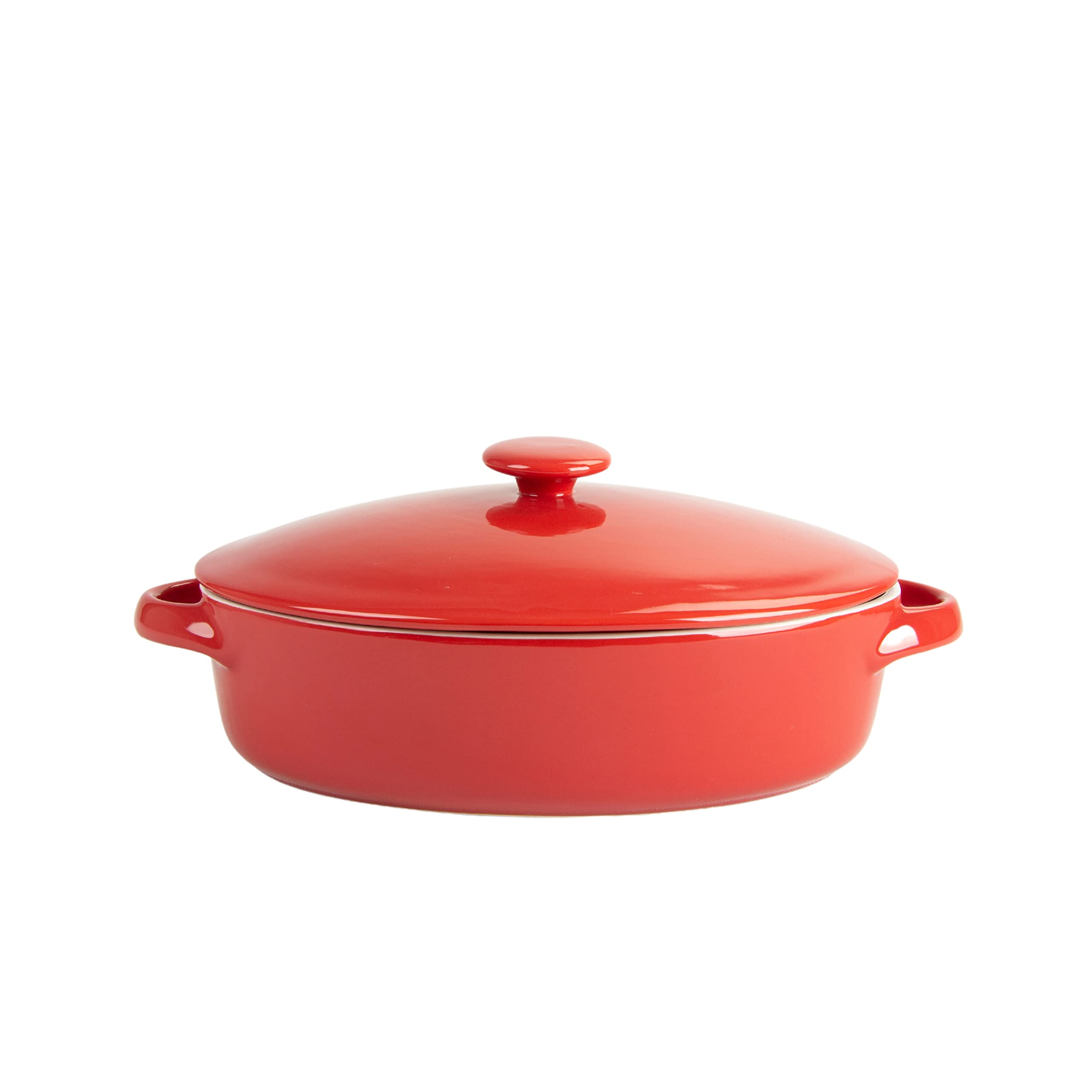 10 Strawberry Street Sienna Covered Casserole 10'' And 7'' Bakeware Set, Red