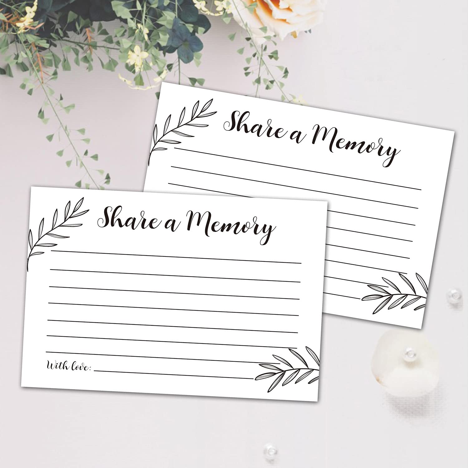 Share A Memory Cards, 50 Cards, Memory Card For Celebration Of Life, Graduation, Wedding, Retirement, Going Away Party, 4Inch X