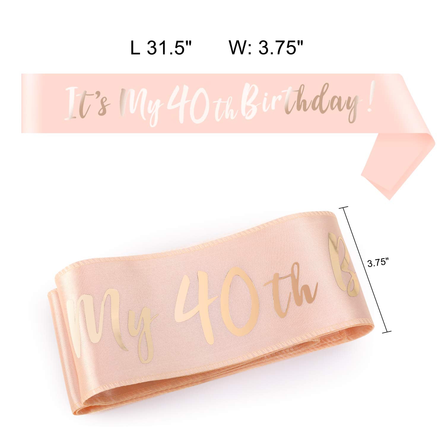 Howaf Rose Gold 40Th Birthday Sash, It 'S My 40Th Birthday Satin Sash For 40Th Birthday Decorations Women 40 Birthday Gift Party