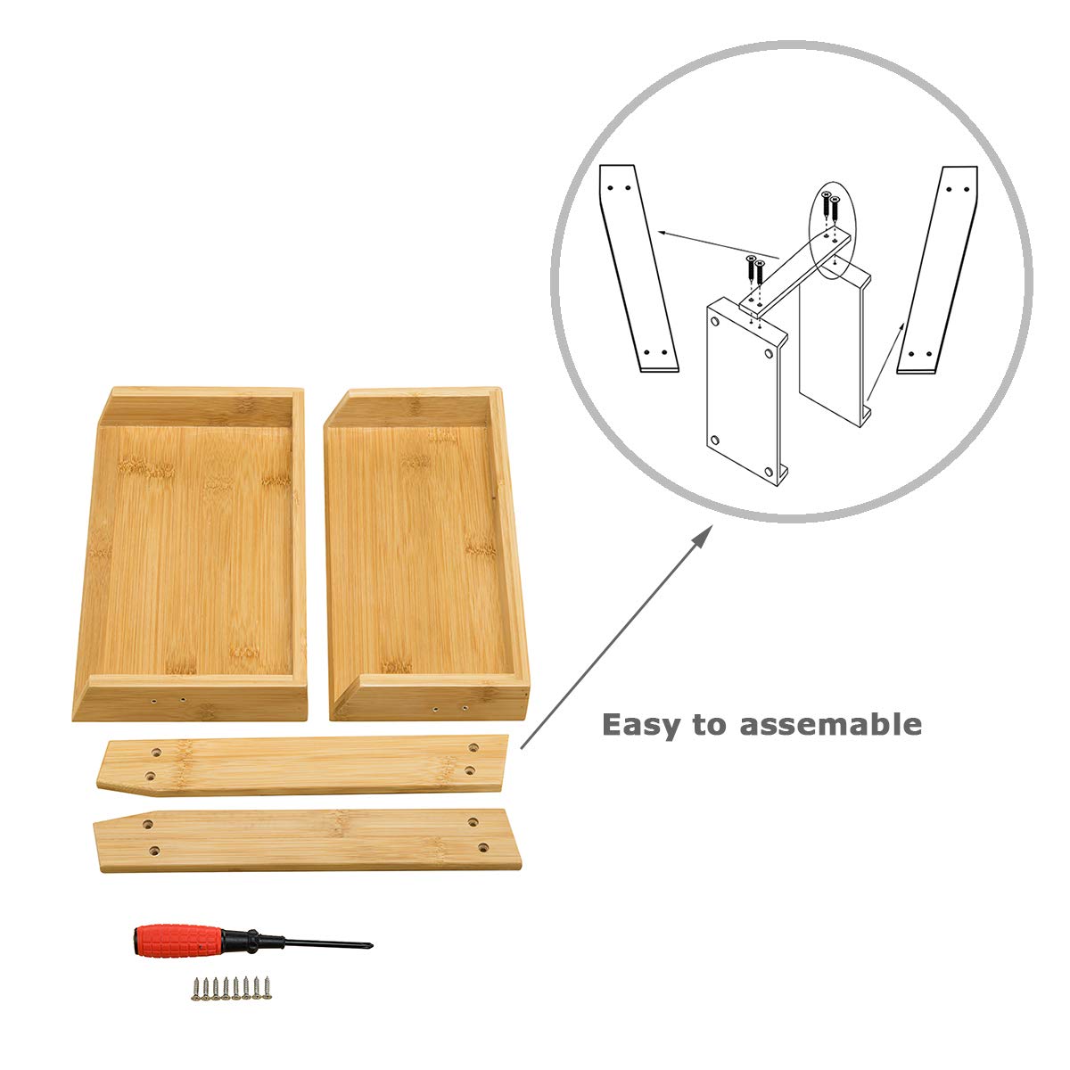 GOBAM Spice Rack Organizer 2-Tier Kitchen Countertop Cabinet Storage Shelf, Assemble Quickly, Bamboo