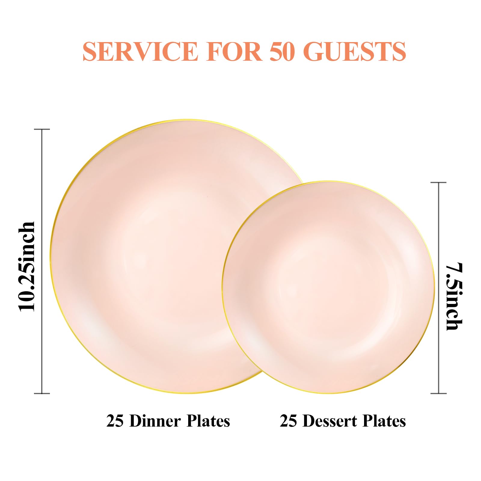 Bestluck 100Pcs Pink Gold Plastic Plates, Pink Disposable Plates For 50 Guests, Pink Pastic Plates Include 50 Dinner Plates, 50