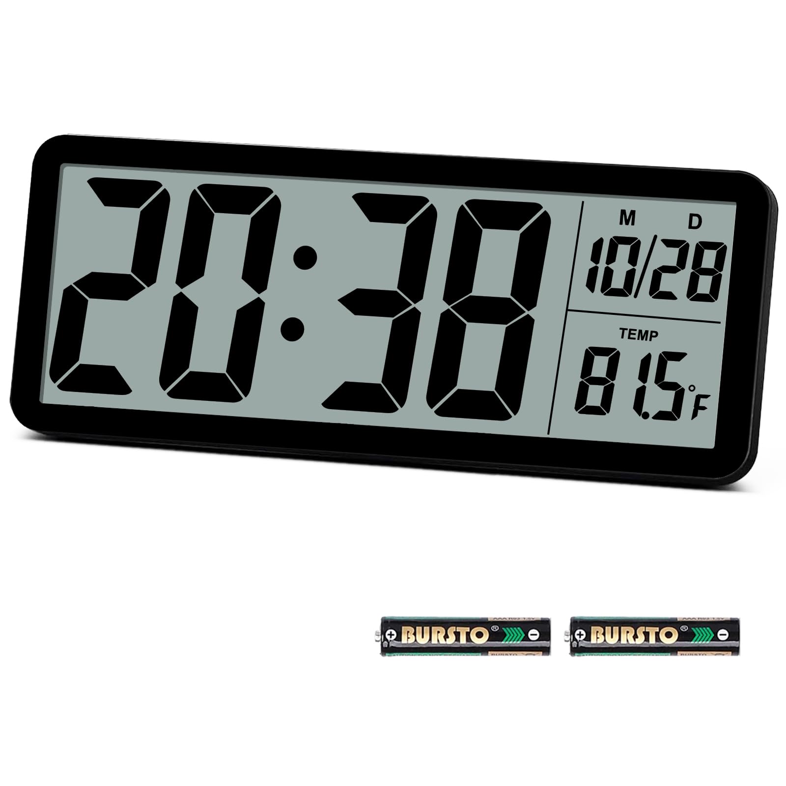 Qinyune Digital Lcd Wall Clock Easy To Set, 8.5 Inch Lcd Screen With Time/Date/Temperature Display,Simple Digital Desk Clock Wit