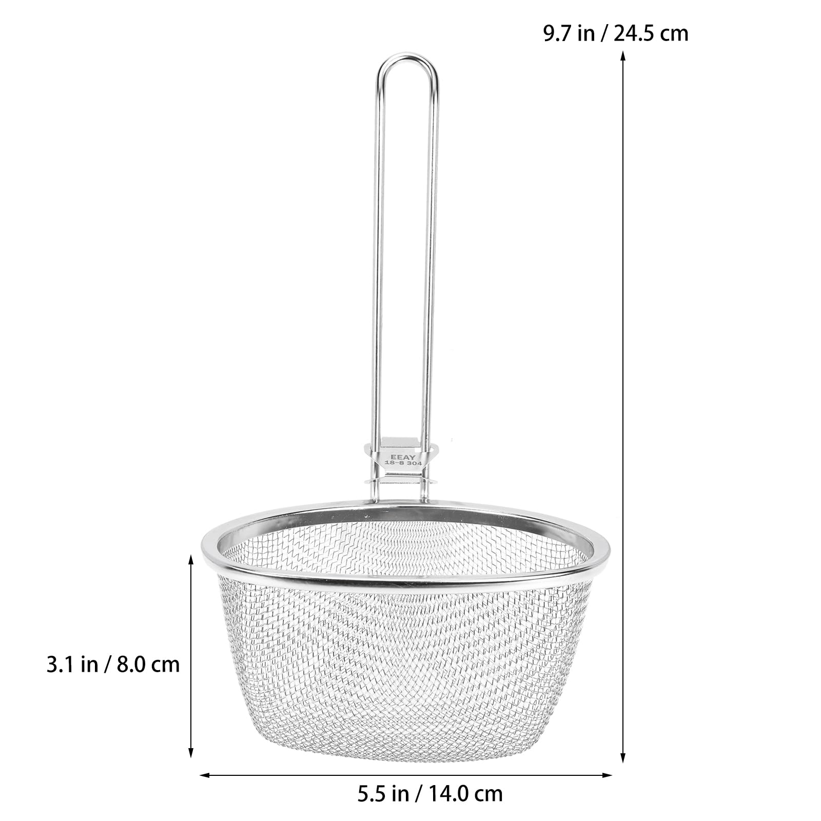 Hemoton Stainless Steel Fine Mesh Spider Strainer Mesh Pasta Basket Flat Cylinder Wok Colander Fry Basket For Pasta Noodles Dump