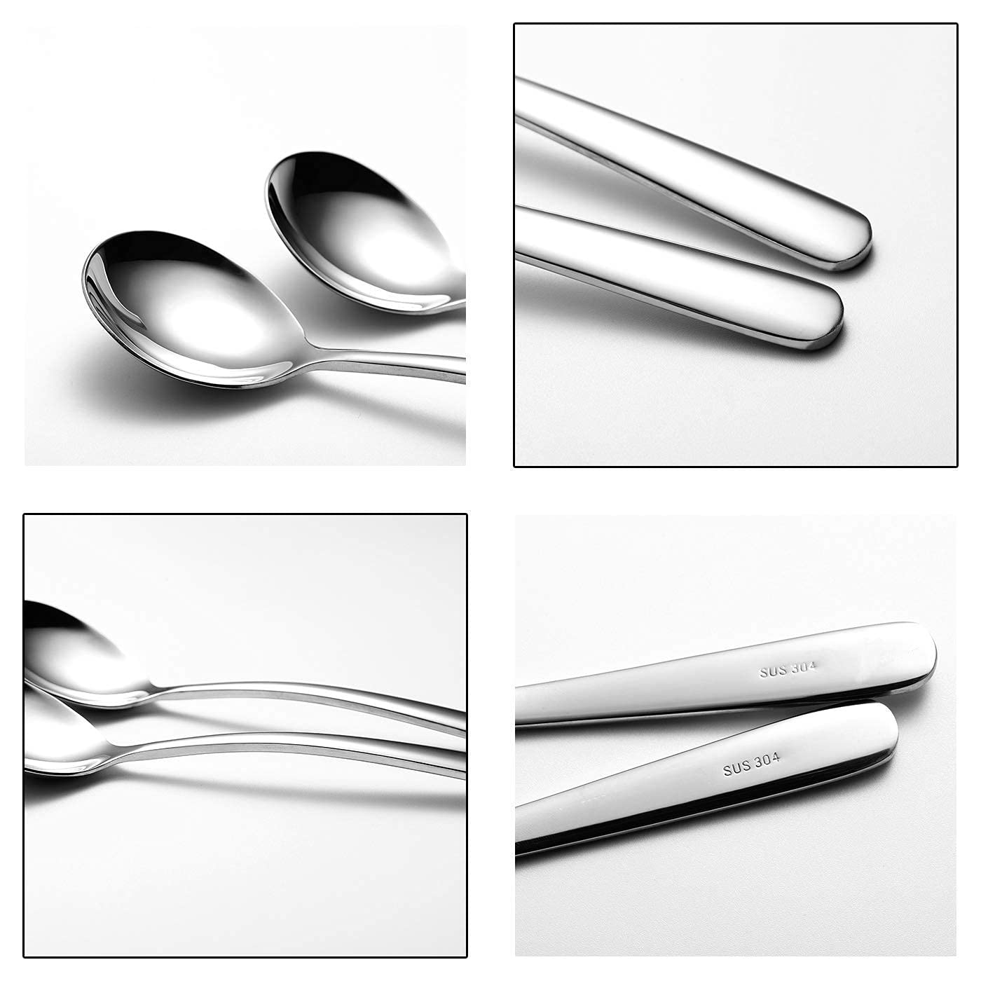 Soup Spoons 6-Pack 18/10 Stainless Steel Large And Heavy Duty Round Spoons Elegance Series 7 Inch Long 1.9 Ounces Weight By Iron