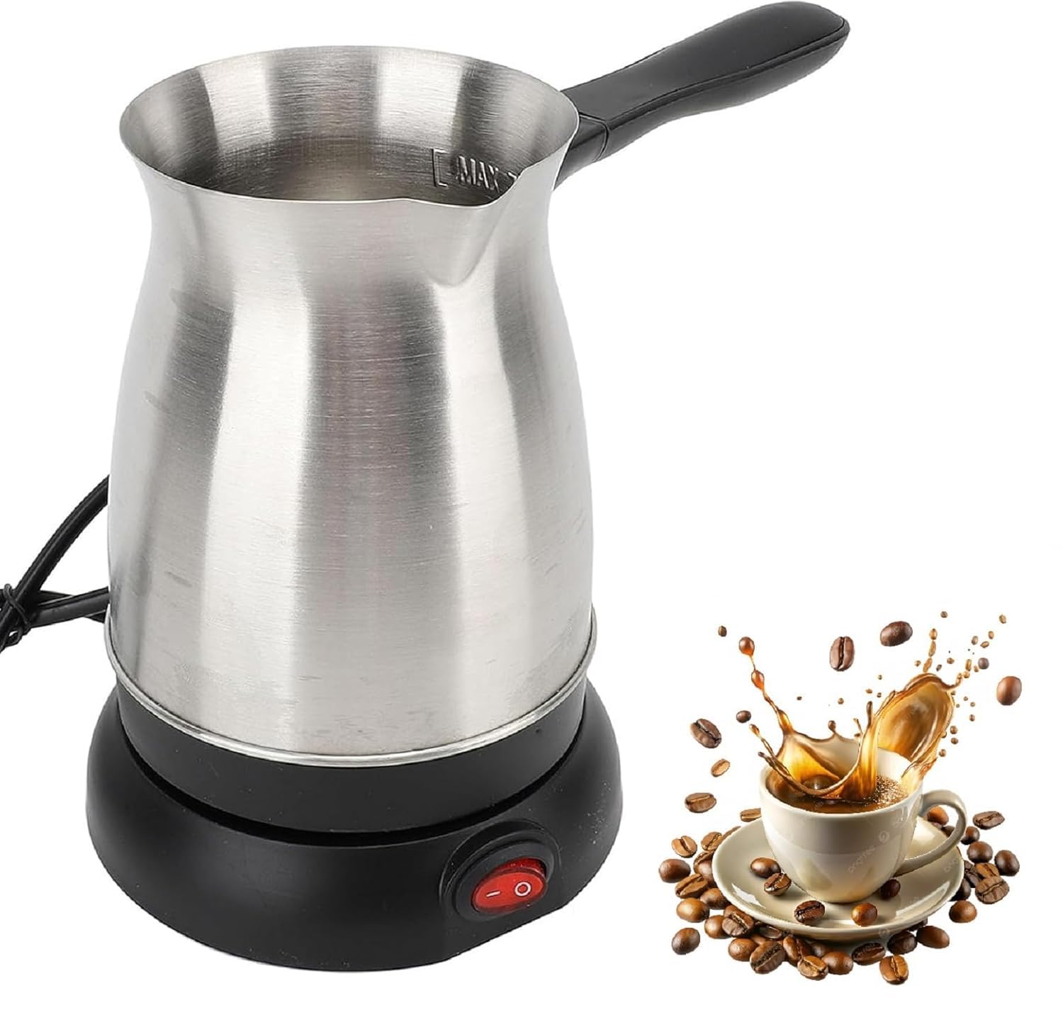 Neepra Elegant Electric Turkish Coffee Maker, 500Ml Stainless Steel Kettle, Tea, Coffee, Milk, Melted Butter, Water Boiler With 
