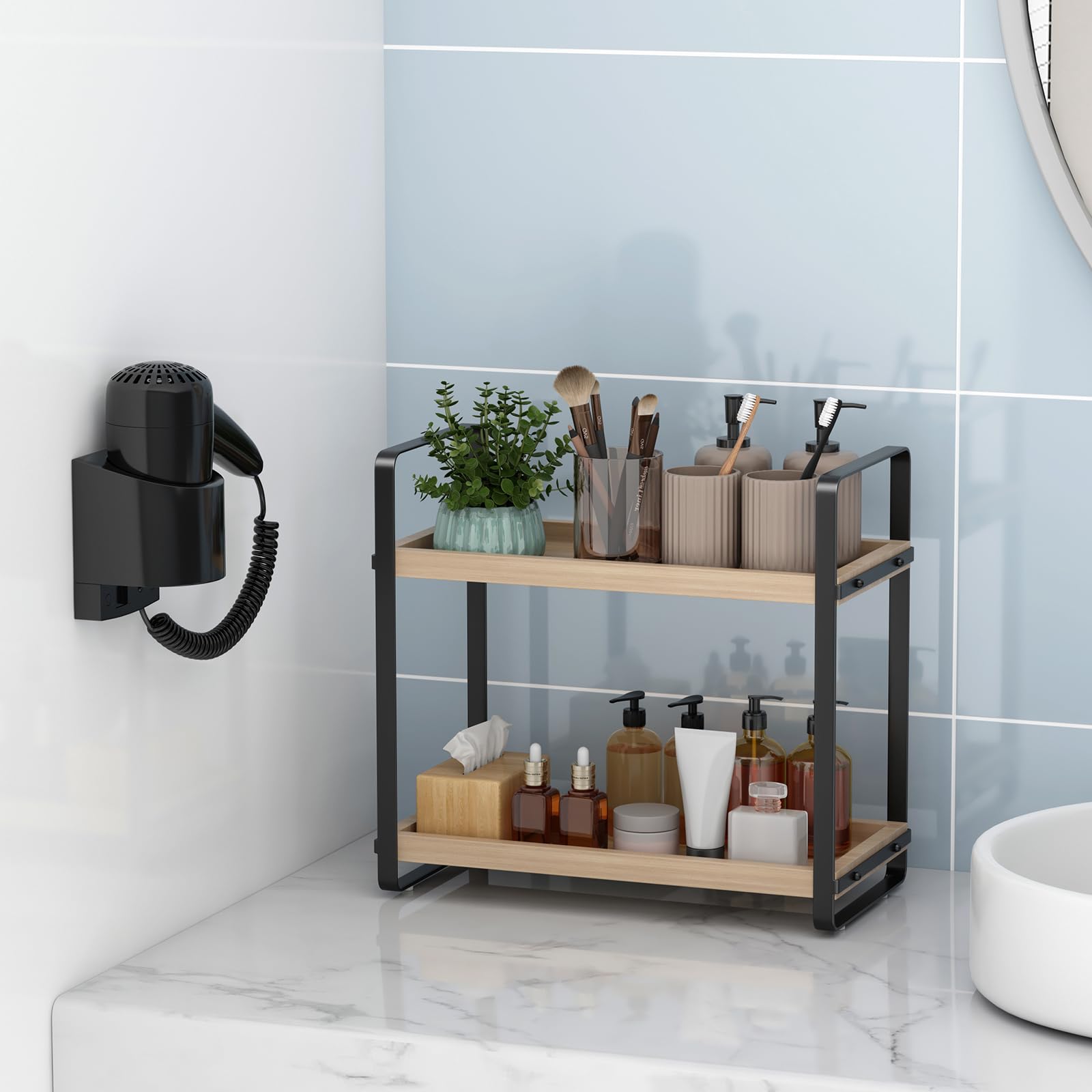 Hnrloy Bathroom Countertop Tray,Cosmetic Tray,Cosmetic Organizer Holder,Bathroom Organizer,Bathroom Counter Stand,Countertop Org