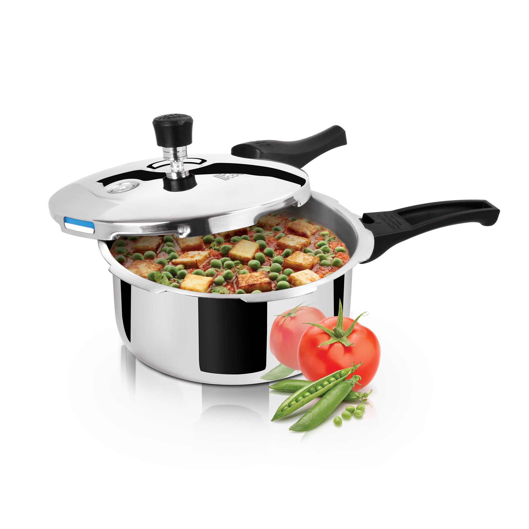 Milton Procook Triply Pressure Cooker Stainless Steel With Outer Lid, 1.5 Litres, Induction And Gas Stove Compatible, Gasket Rel