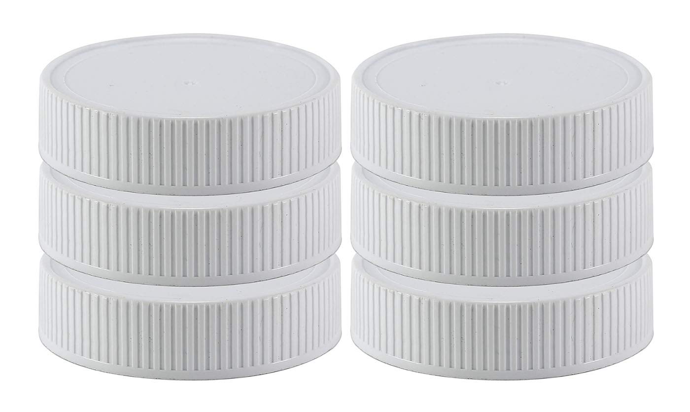 Pinnacle Mercantile Plastic Mason Jar Regular Mouth Screw-On White Lids-6 Pack-Standard Size Jar Storage Caps-Bpa Free - Made In