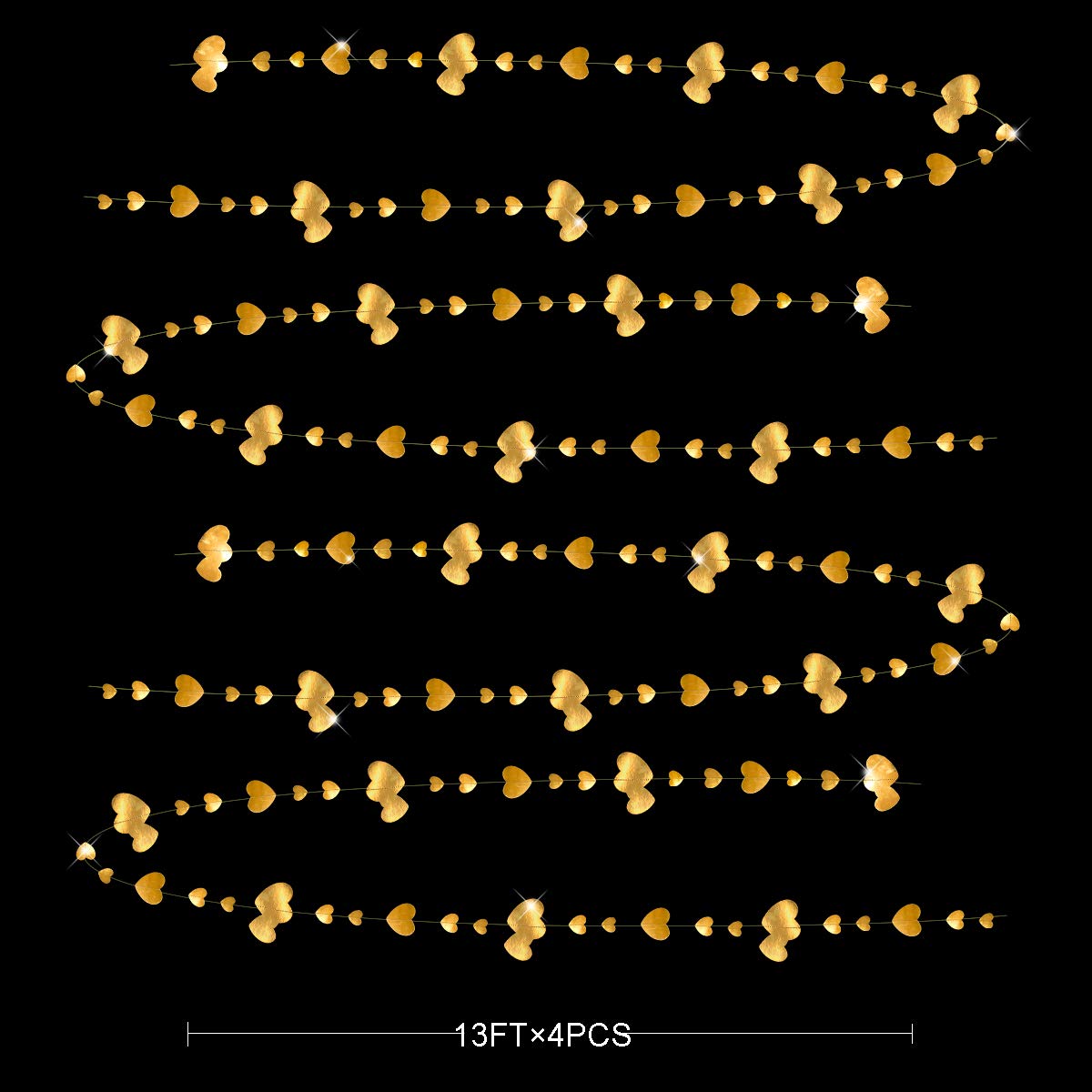 Pinkblume Valentines Day Party Decorations Gold Heart Garland Hanging Streamer Banner For Anniversary Mothers Day Engagement Wed