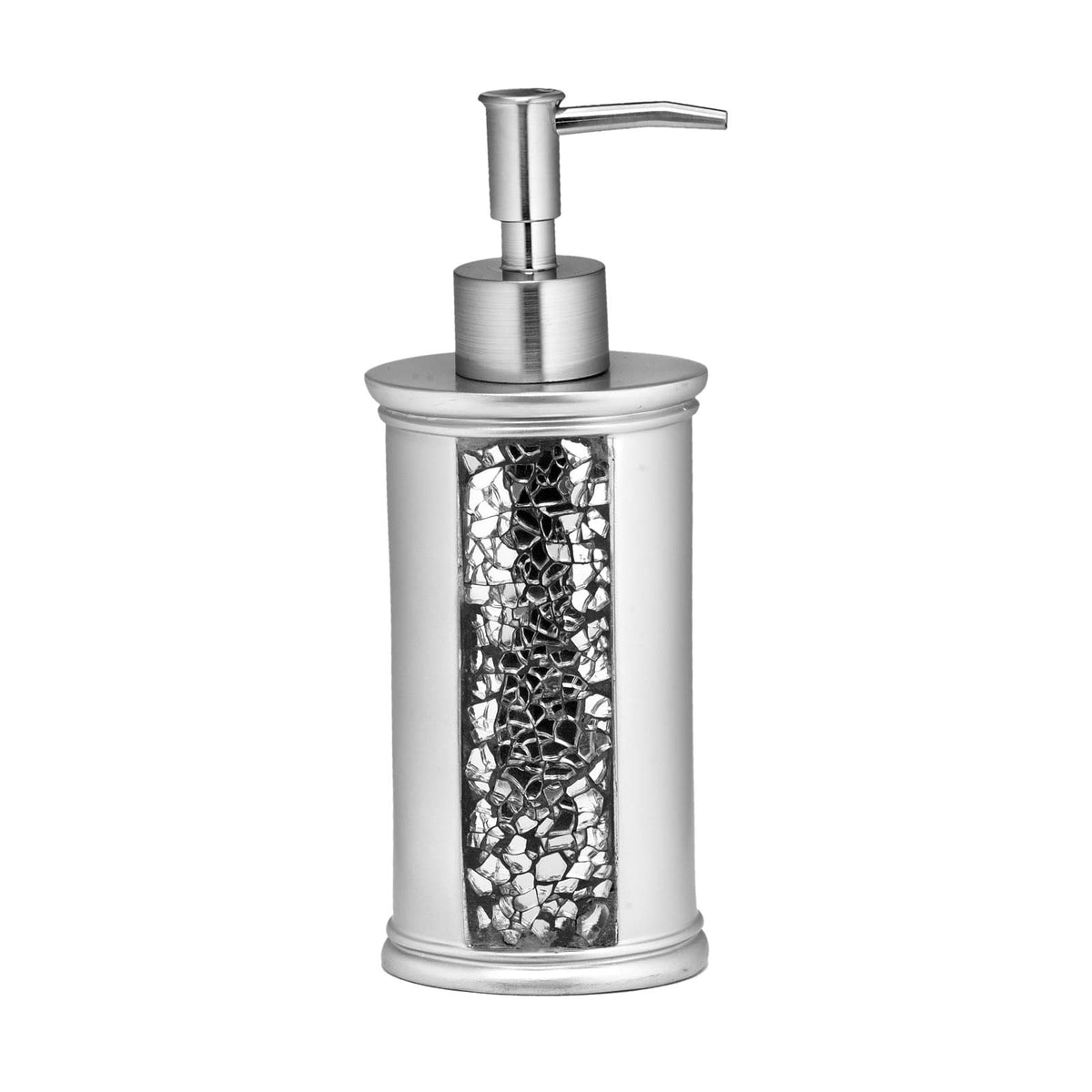 Zahari Home Sinatra Soap Dispenser/Lotion Pump Unique Design Bling Glass Mosaic D  Cor, Silver