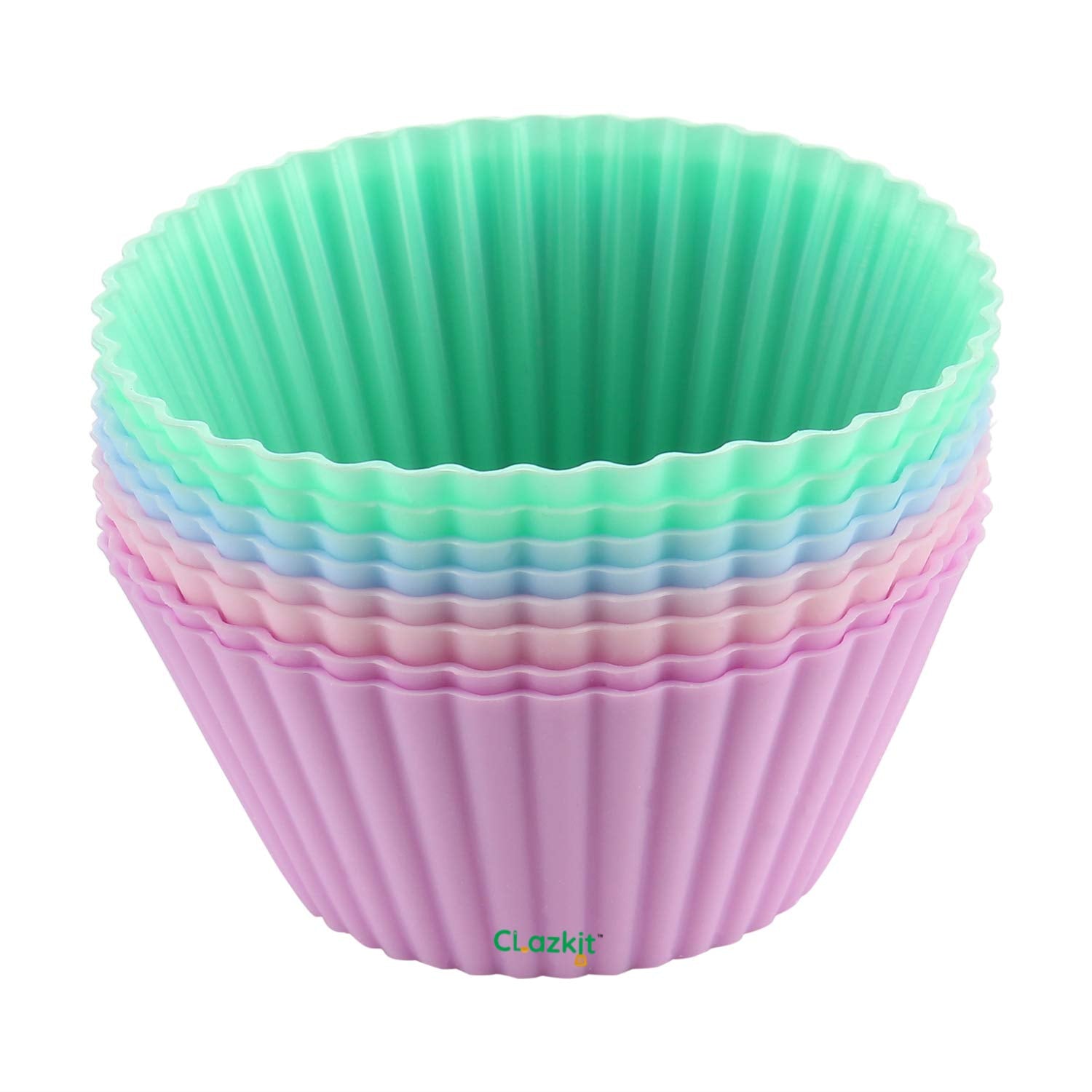 Clazkit Silicone Muffin Cup Moulds - 8 Pieces, Assorted, Silicone