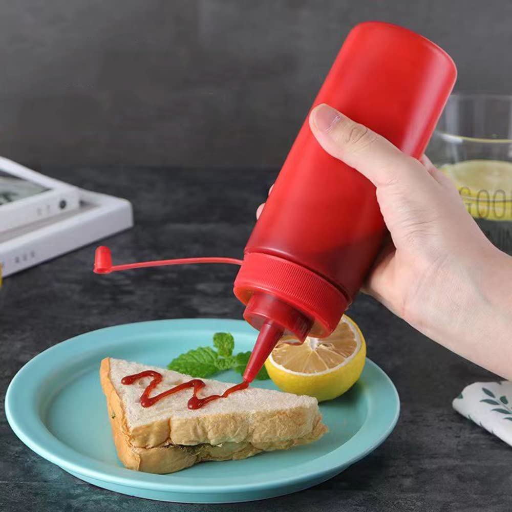 Condra Field Condiment Sauces Squeeze Bottles - (3Pcs-13.5Oz),With Leak-Proof Cap And Scale Line.Plastic Squeeze Squirt Bottles