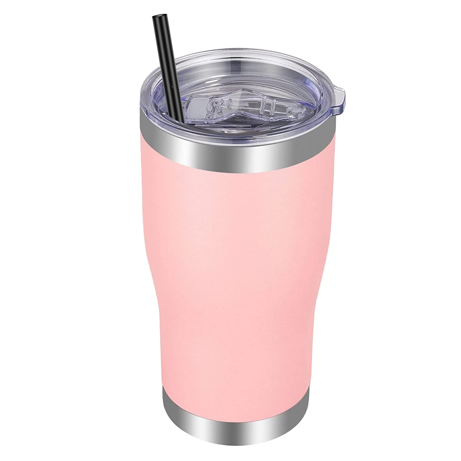 Vegond 20Oz Tumbler Stainless Steel Tumbler Cup With Lid And Straw Vacuum Insulated Double Wall Travel Coffee Mug(Pink 1 Pack)