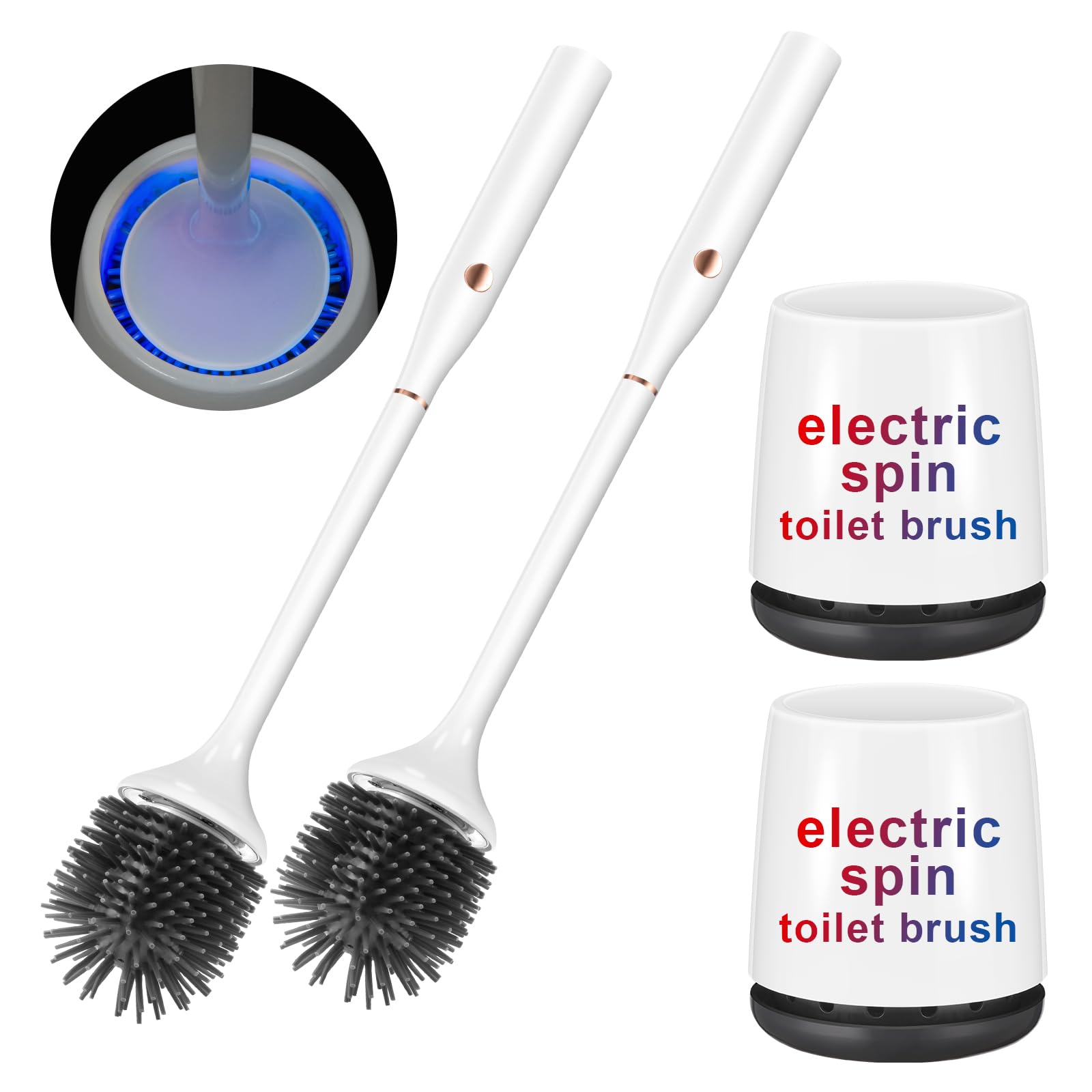 Ratolo Electric Toilet Bowl Brush,Silicone Toilet Brush,Toilet Bowl Brush and Holder Set with Ventilated Holder,Toilet Brush, Fl