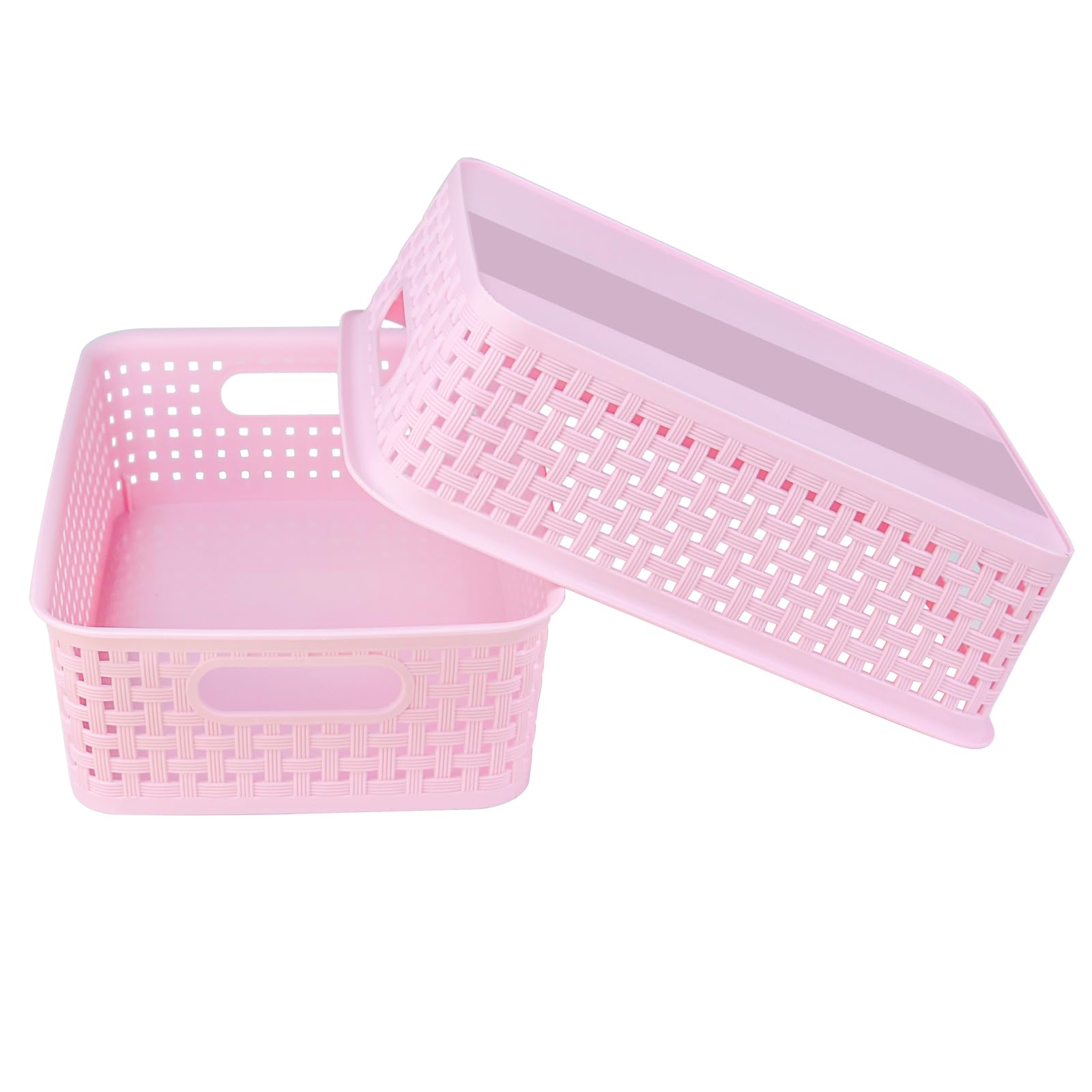 Plastic Storage Baskets, Small Pantry Baskets For Organizing, Woven Basket Organizer Basket Bins For Shelves, Organizer And Stor