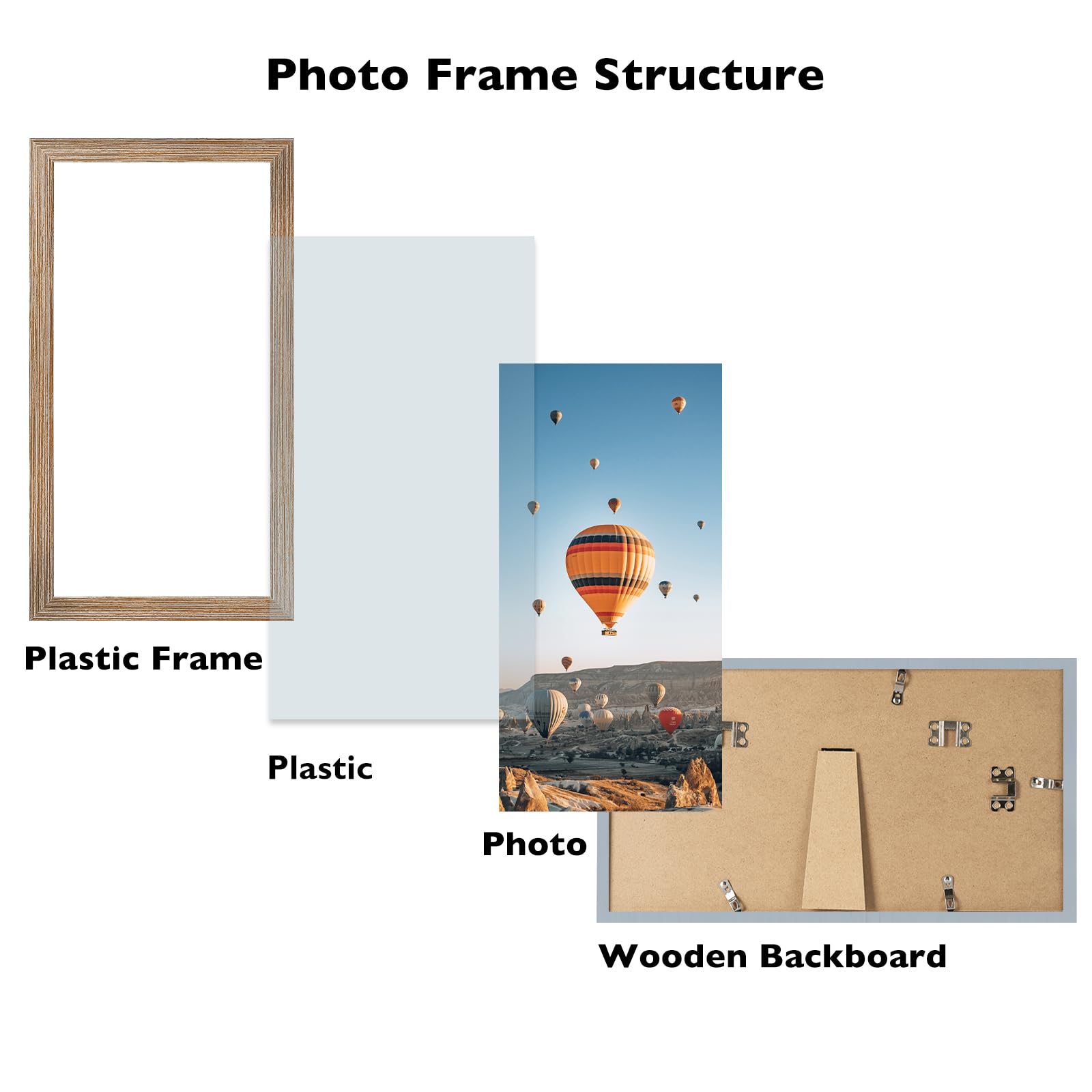 JCJMY 5x9 Picture Frame Rustic Brown for Wall Hanging or Tabletop, Wall Mounting Horizontally or Vertically, 5 x 9 Wall Gallery