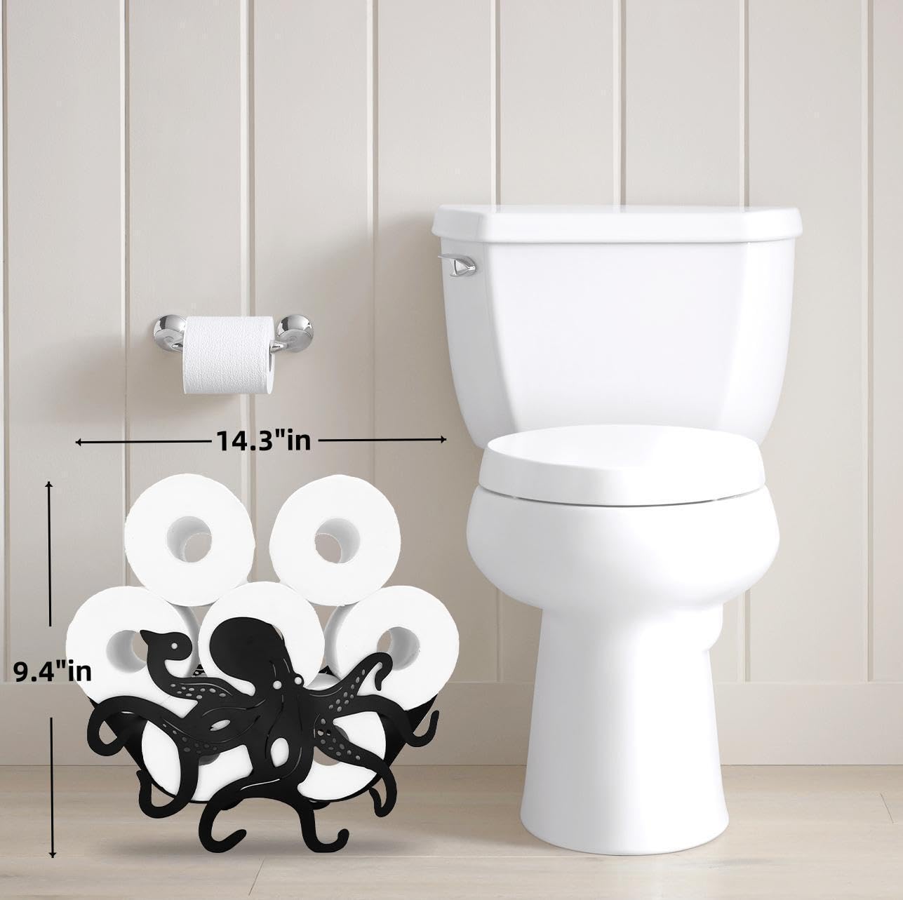 Teaeeno Funny Octopus Toilet Holder Paper Storage,Animals Storage Paper Holders For Bathroom,Freestanding Metal Animal Toilet Pa