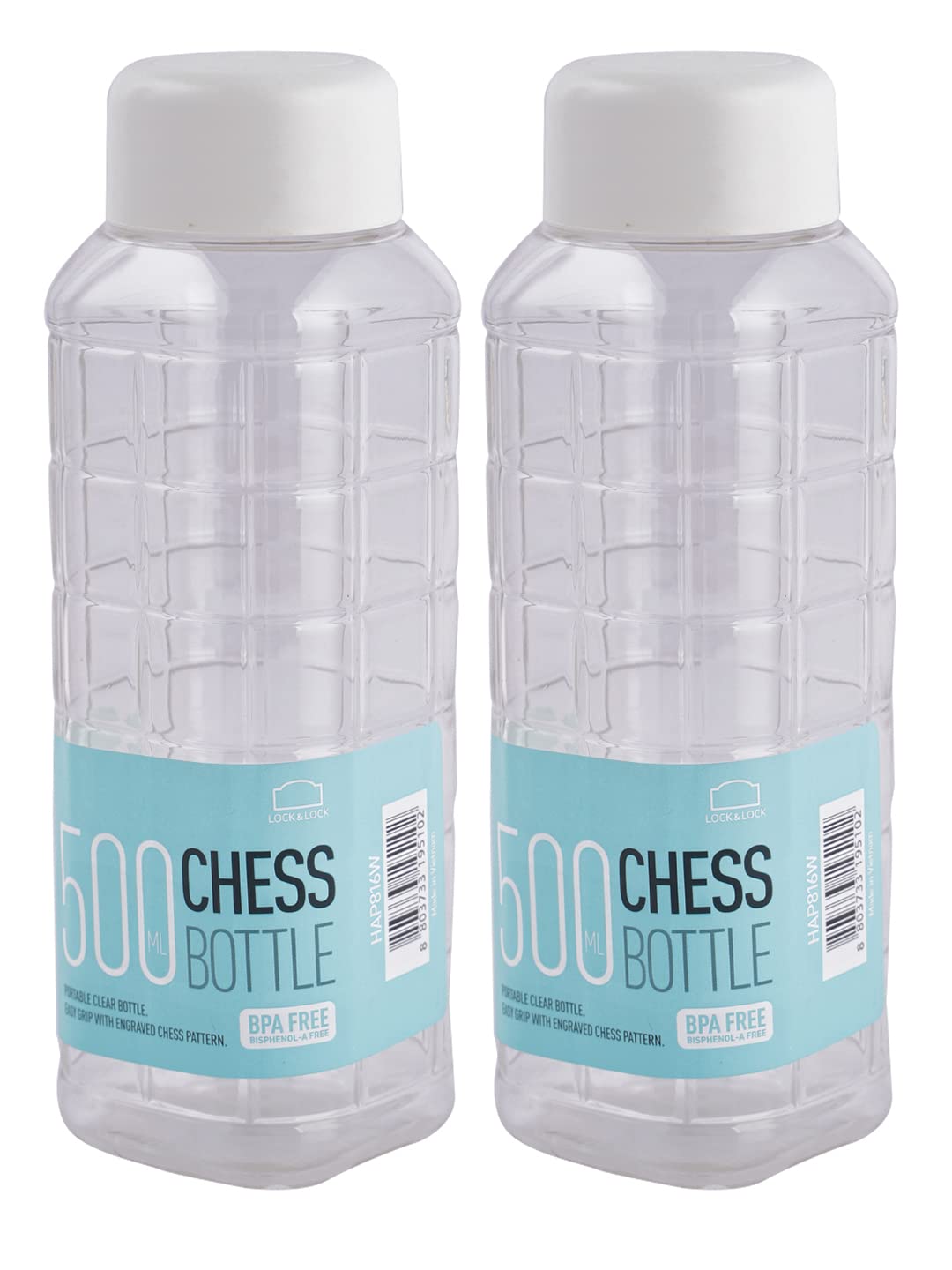 Lock & Lock Chess Water Bottle - 500Ml_White (Pack Of 2)