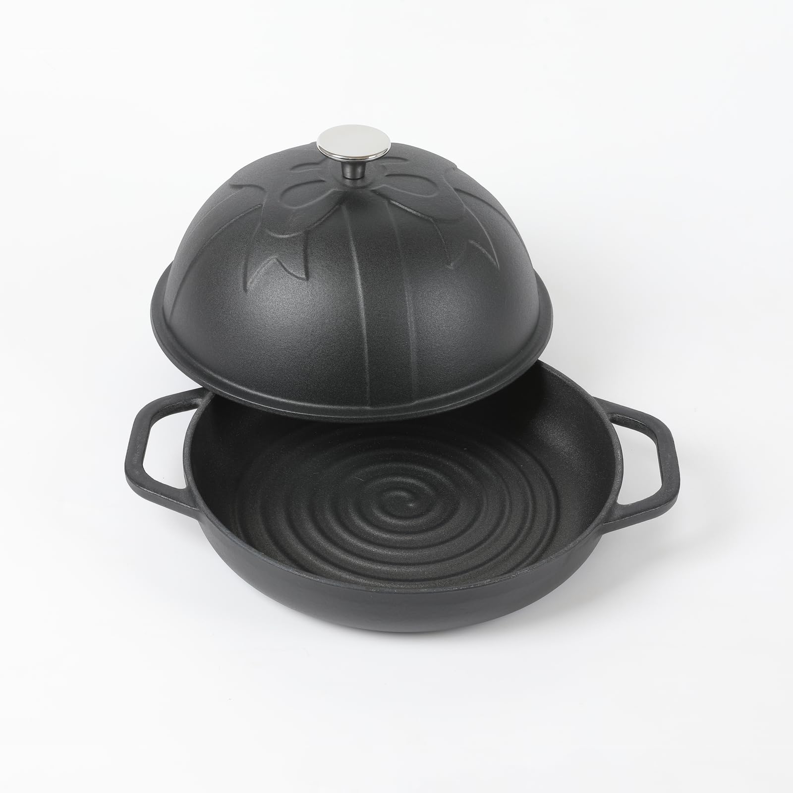 Hawok Cast Iron Bread Oven With Cloche Lid, Dia.9.8Inch/25Cm, Sourdough Baking Pan, Pre-Seasoned Black