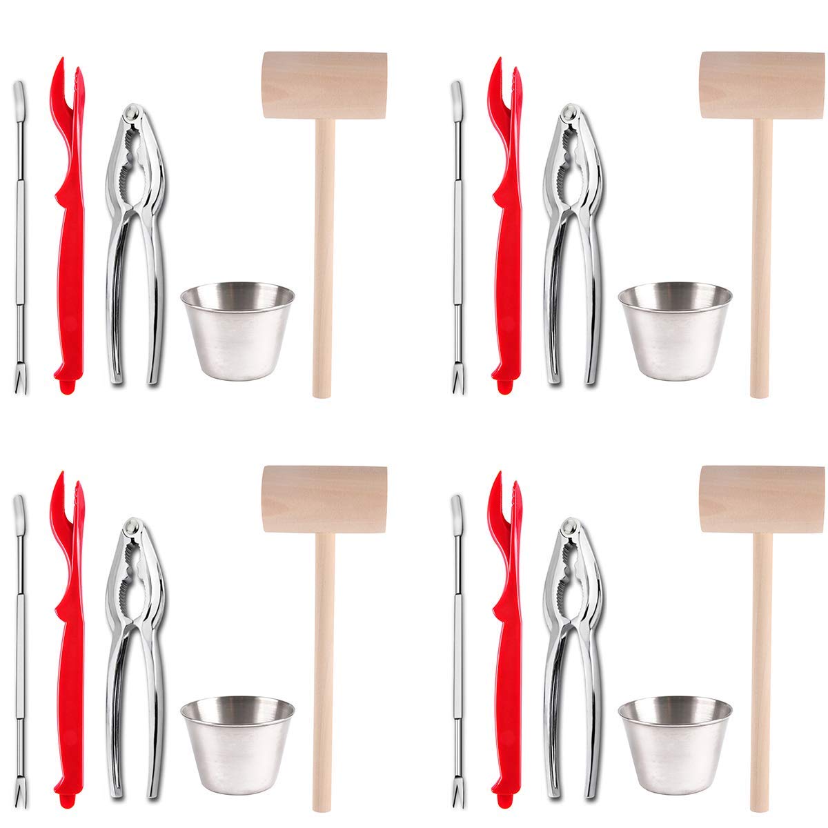 Artcome 22 Piece Seafood Tools Set For 4 People Including 4 Lobster Crab Crackers 4 Lobster Shellers 6 Seafood Forks 4 Sauce Cup