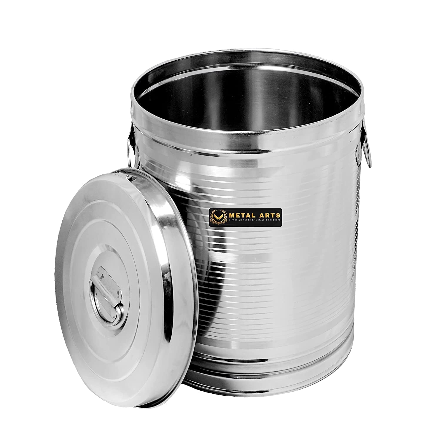 V Metal Arts Stainless Steel Rice Storage Container 40 Kg | Steel Kothi | Dabba | Storage Box | Open Top Drum | Pawali | Water S