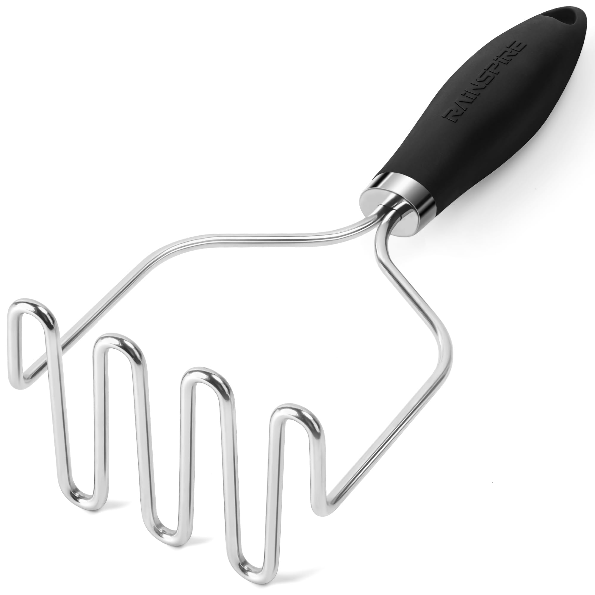 Rainspire Potato Masher Stainless Steel, Mashed Potato Masher Kitchen Tool, Durable Mash Potatoes Masher, Soft Non-slip Handle, 