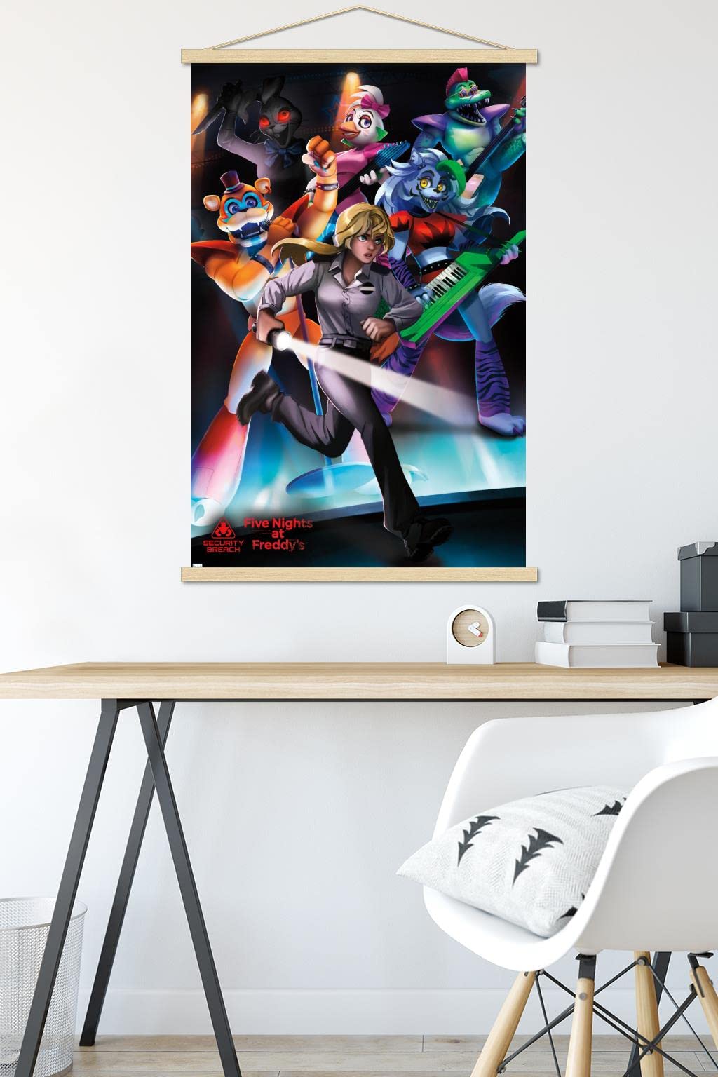 Trends International Five Nights At Freddy'S: Security Breach - Group Wall Poster, 22.375'' X 34'', Print And Beechwood Hanger B