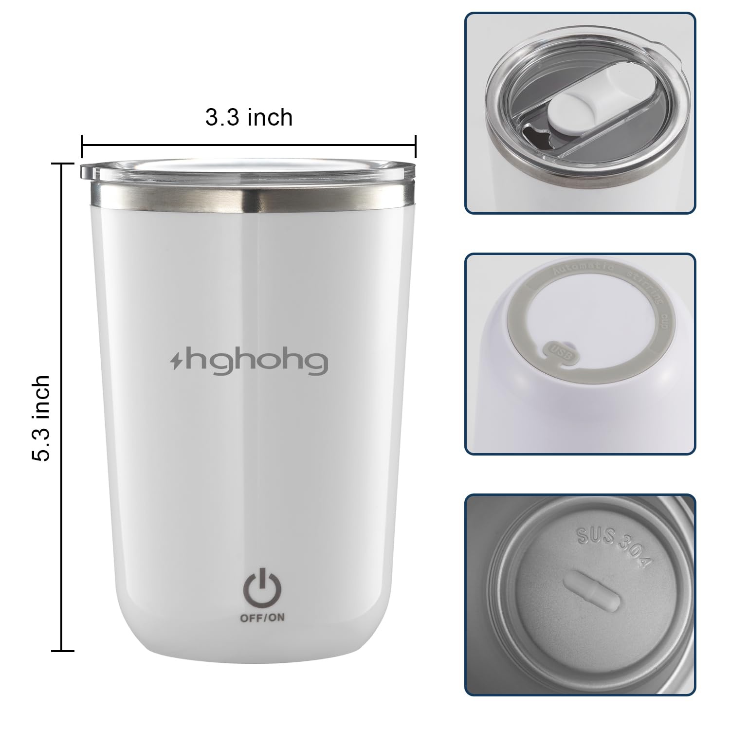Orchme Self Stirring Coffee Mug, 2025 New Automatic Magnetic Stirring Cup, 12Oz, Rechargeable Electric Mixing Cup For Coffee, Mi