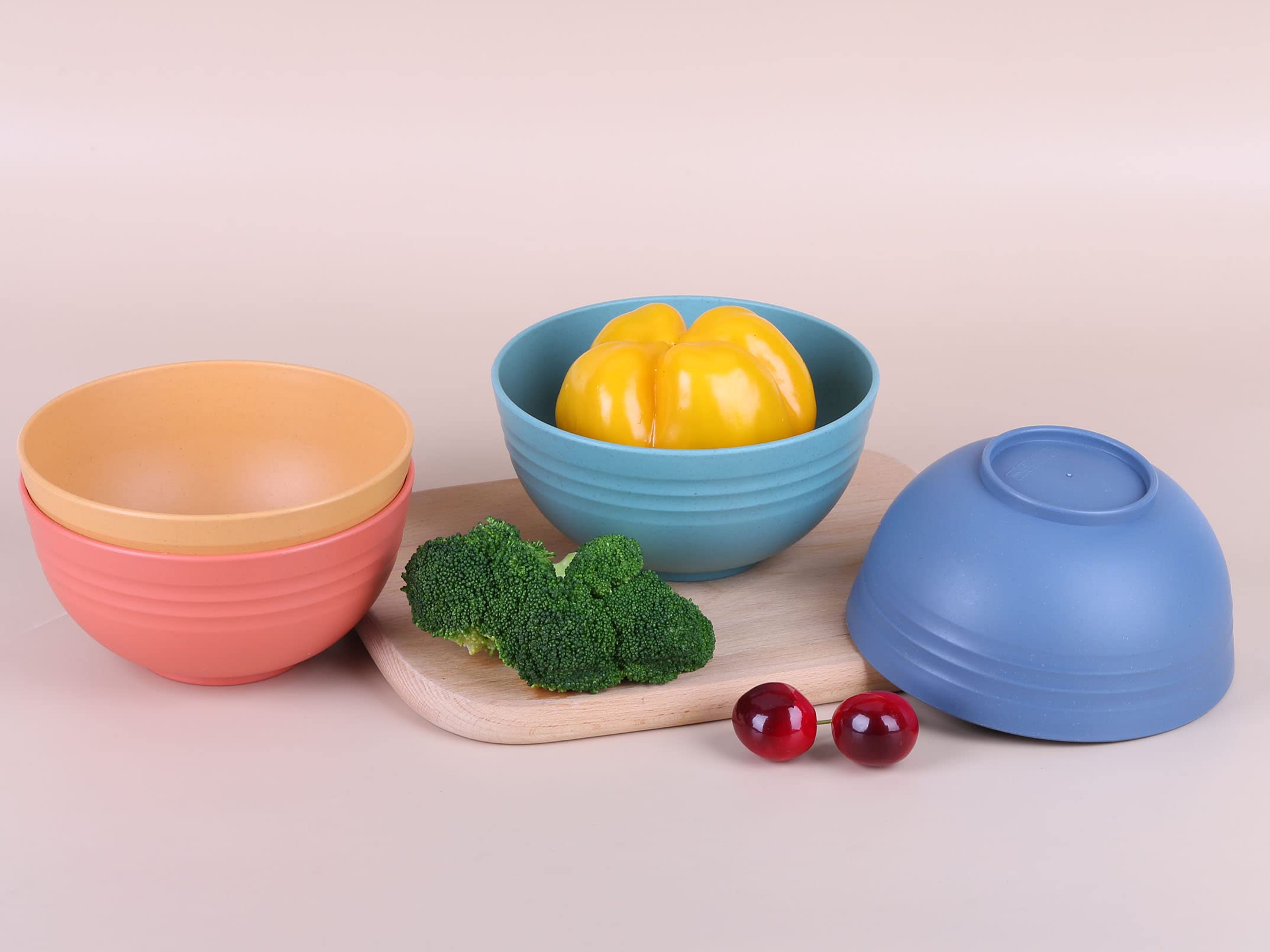 Luckyzone Unbreakable Cereal Bowls - 24 Oz Reusable Wheat Straw Bowl Set Of 4 - Dishwasher & Microwave Safe - Perfect For Cereal