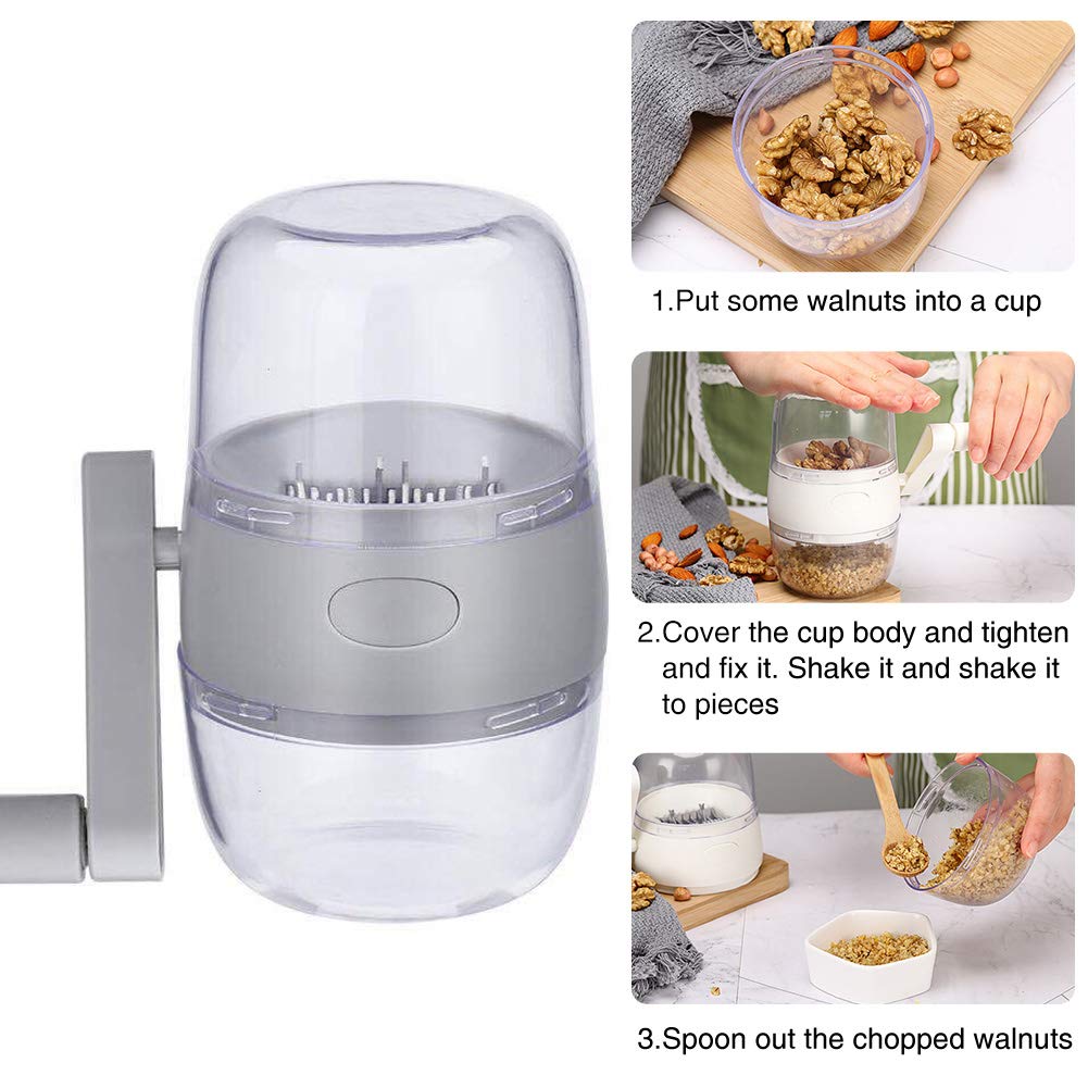 Nut Chopper, Portable Manual Nut Grinder With Hand Crank For All Nuts, Hand Held Food Shredder Cutter Mincer Blender Meat Grinde